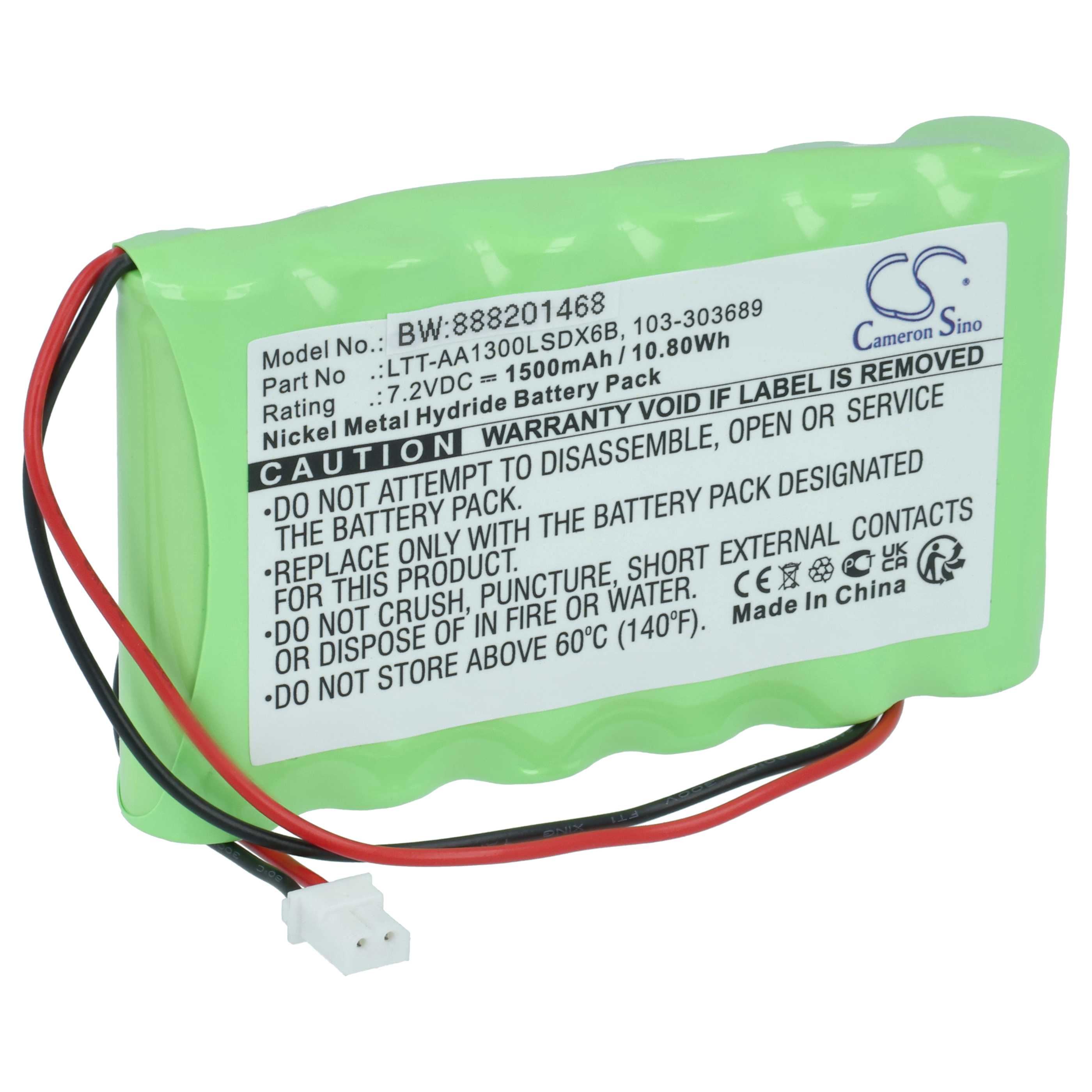 Alarm System Battery replaces Visonic BAT301179, 103-303689, 103-300691, 103-301179 - 1500 mAh 7.2 V NiMH