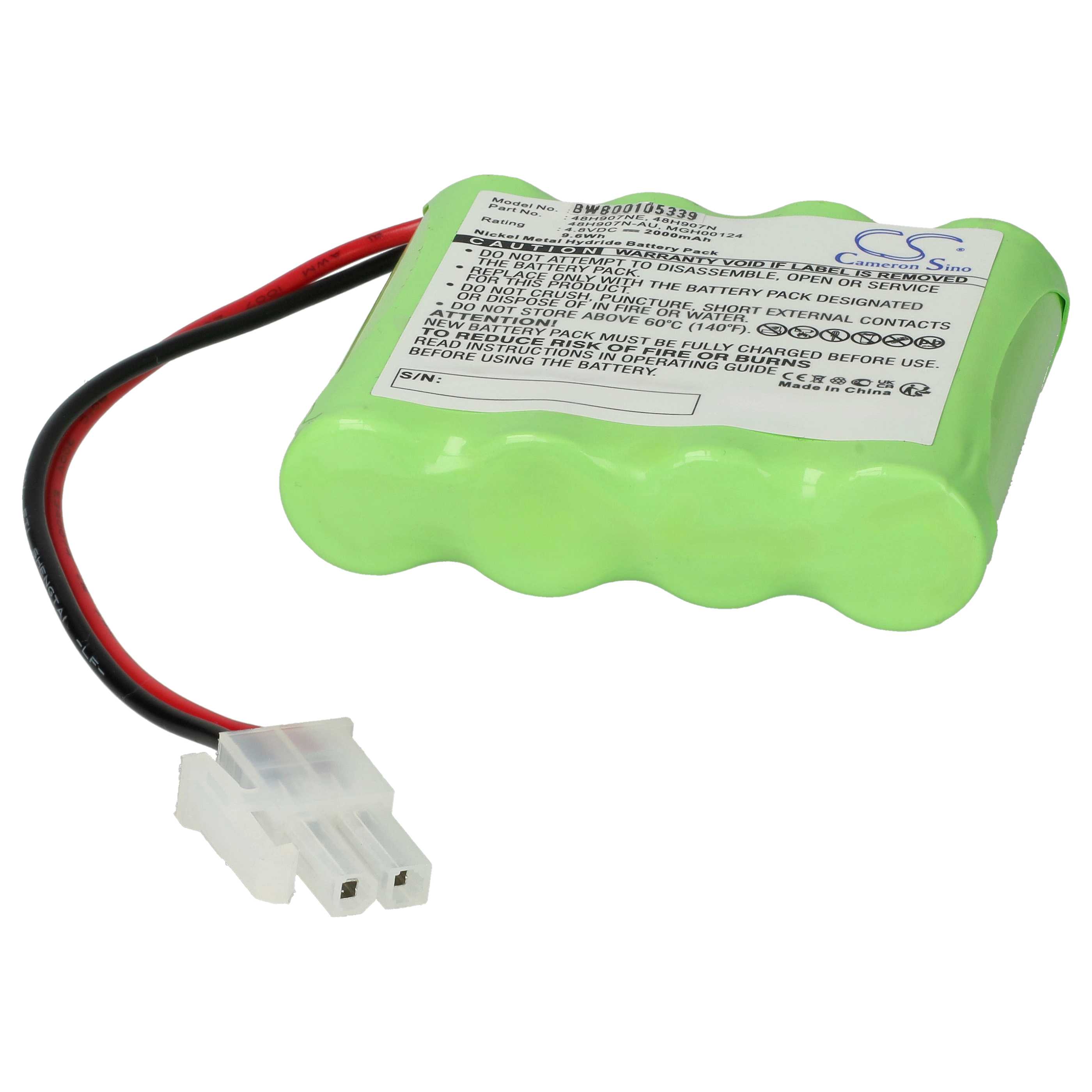 Batería reemplaza Omron 48H907N-AU, 48H907N, MGH00124, 48H907NE para tecnología médica (2000 mAh, 4,8 V, NiMH)