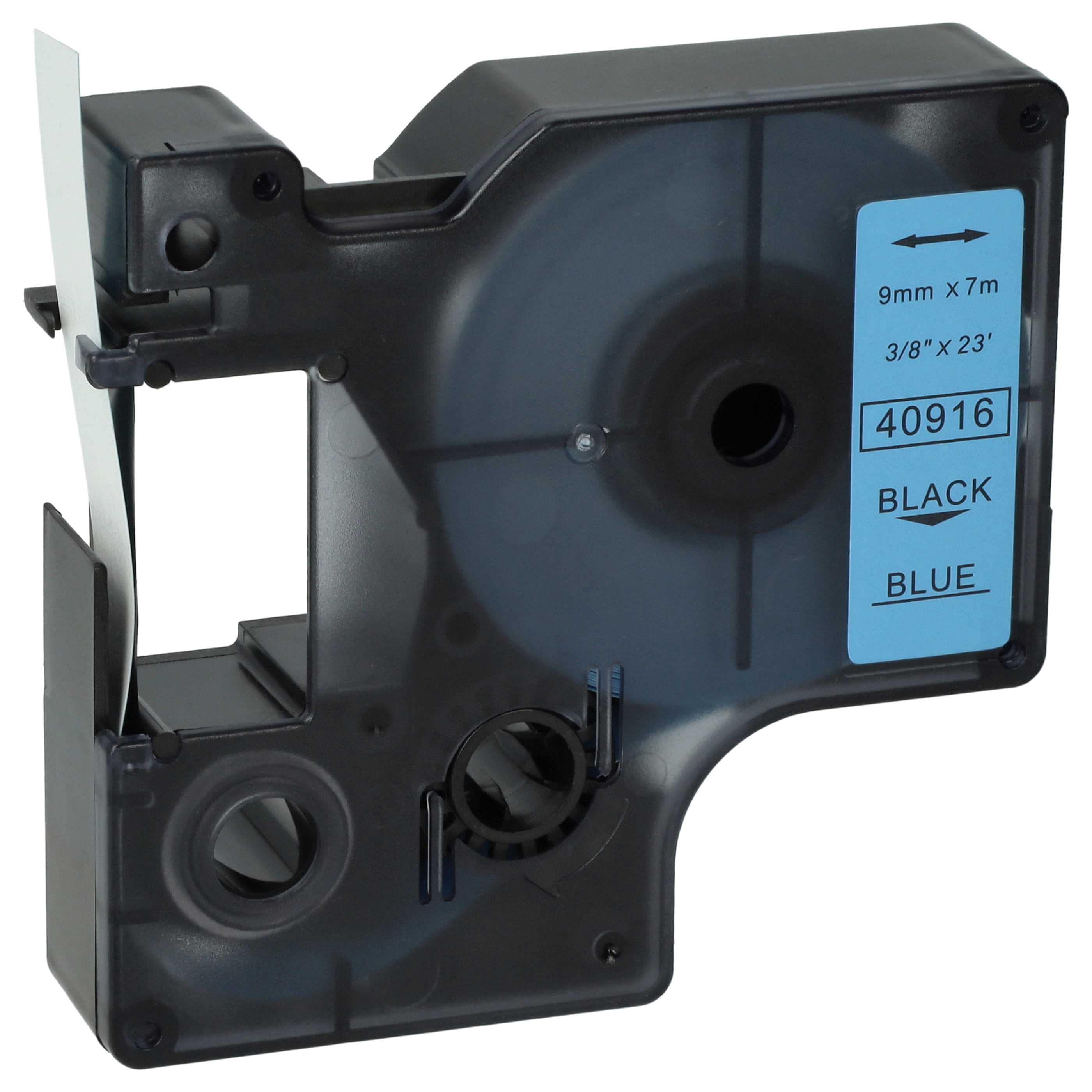 Schriftband als Ersatz für Dymo D1, 40916 - 9mm Schwarz auf Blau, Kunststoff