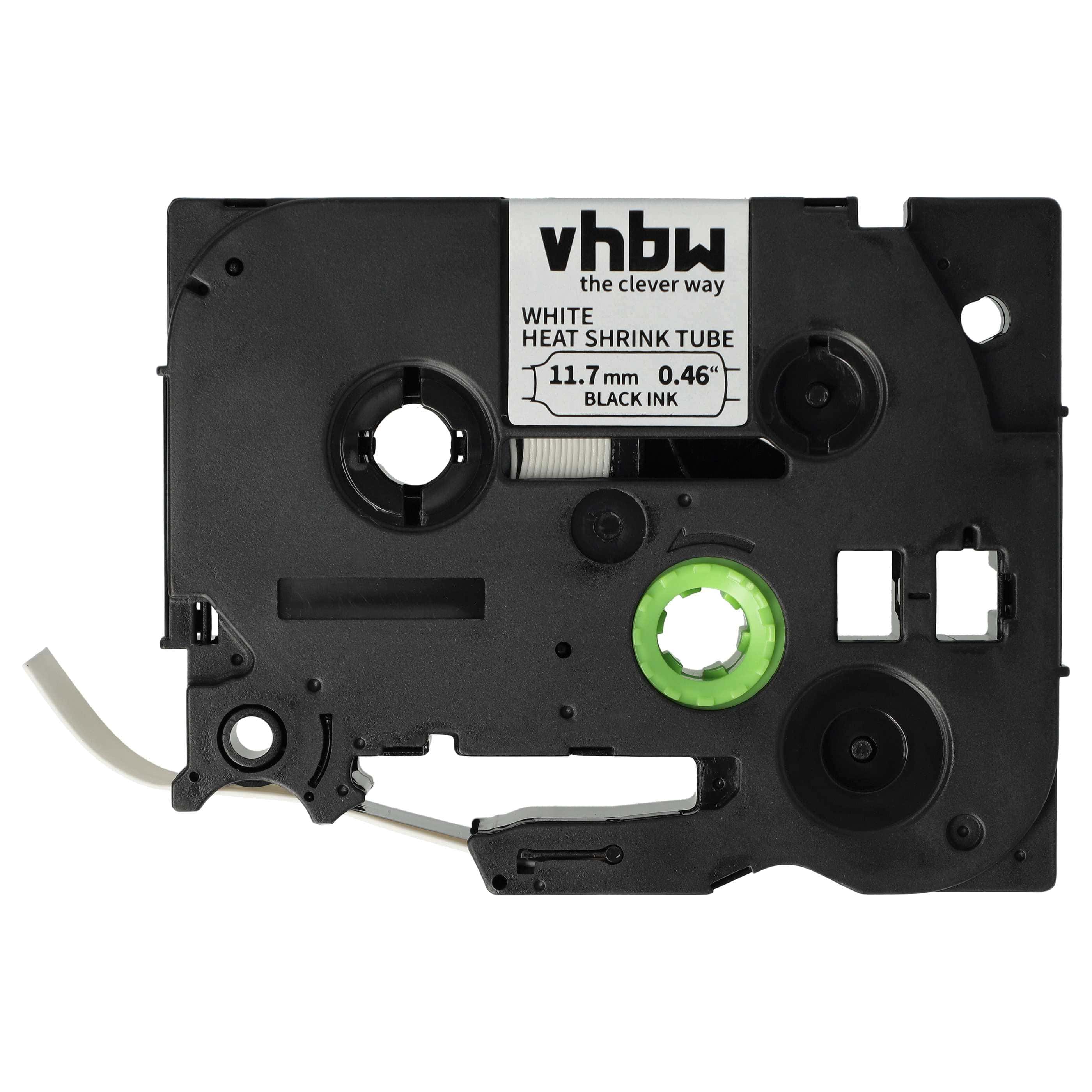 5x Label Tape replaces Brother HSE-231 - 11.7 mm Black to White, Heat Shrink Tape, 11.7 mm