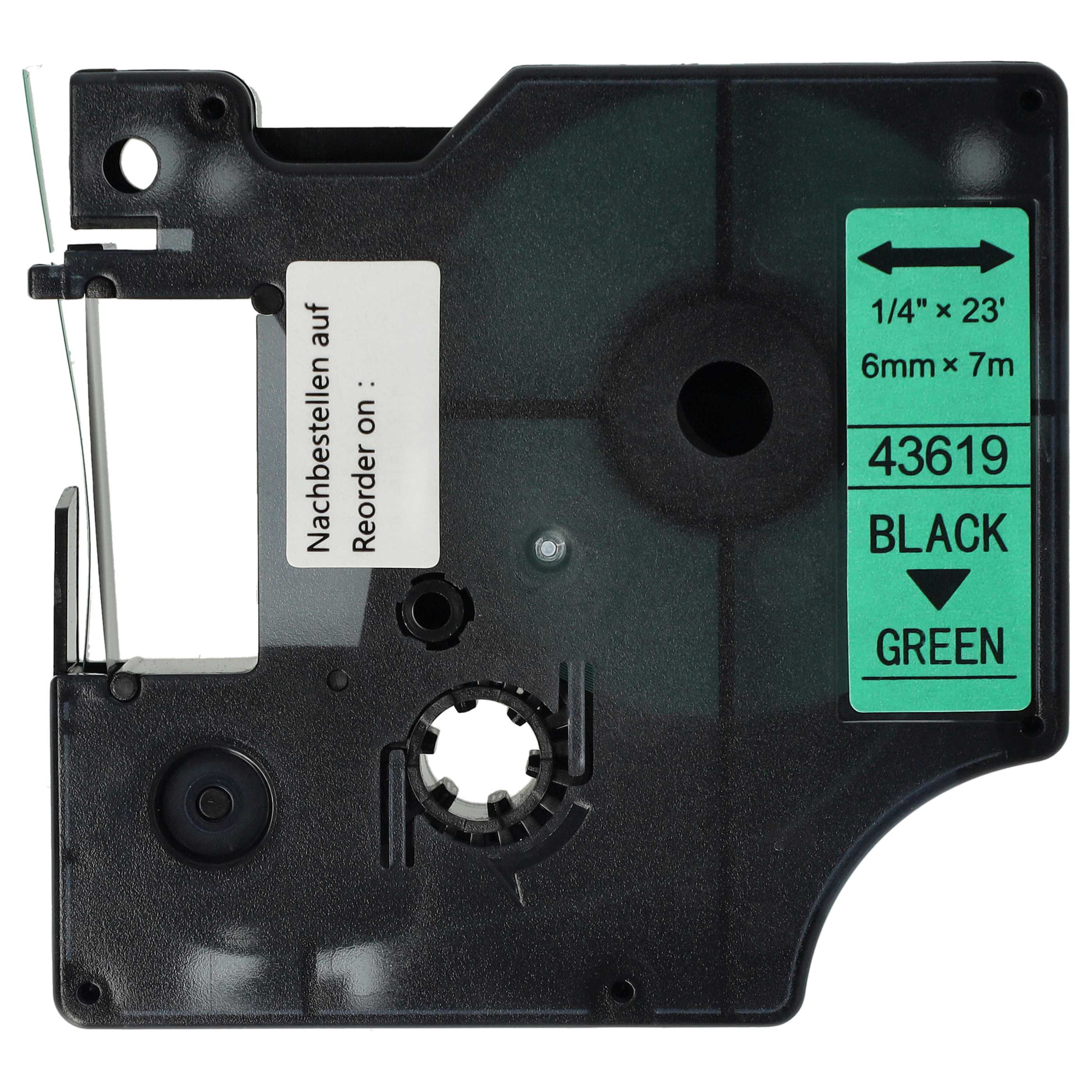 Label Tape replaces Dymo 43619, D1 - 6 mm Black to Green