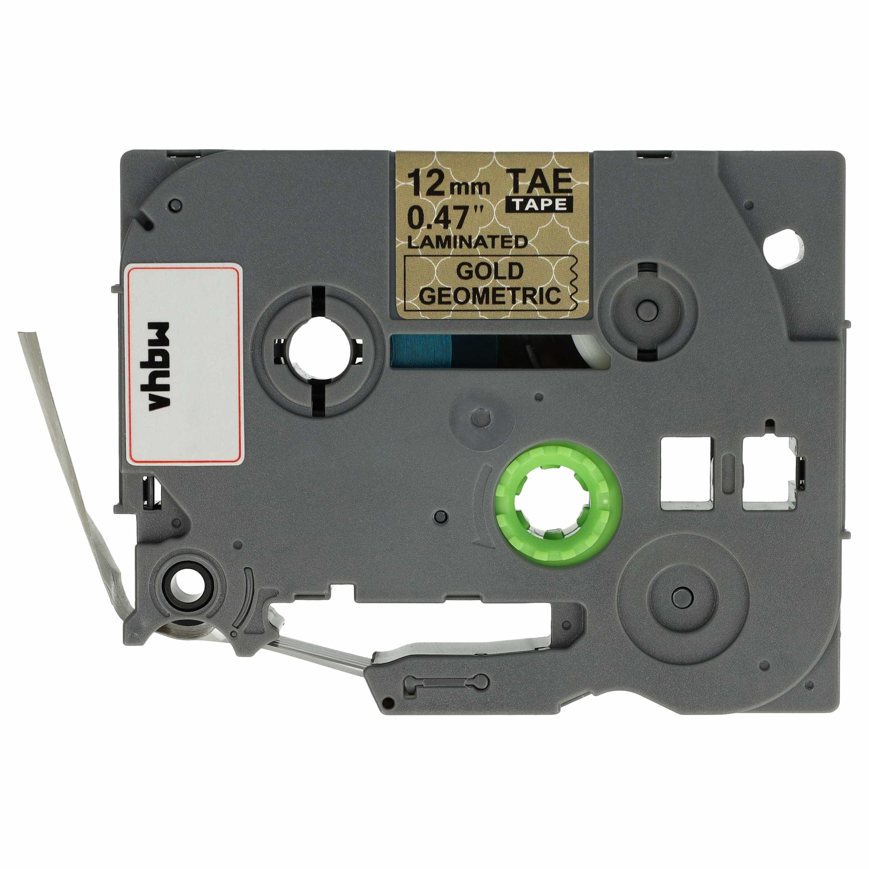 Label Tape replaces Brother Tze-MPGG31 - 12 mm Black to Gold (Geometric Pattern)