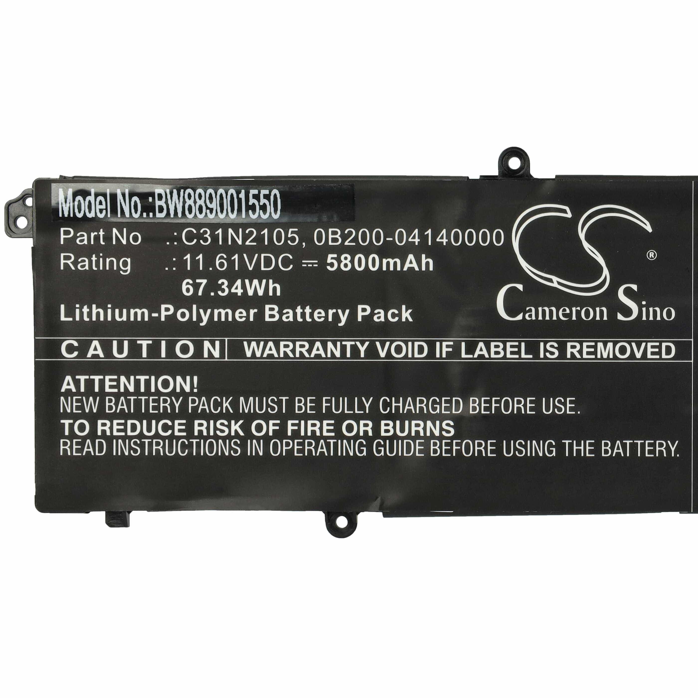 Akumulator do laptopa zamiennik Asus C31N2105, 0B200-04140000 - 5800 mAh 11,61 V LiPo