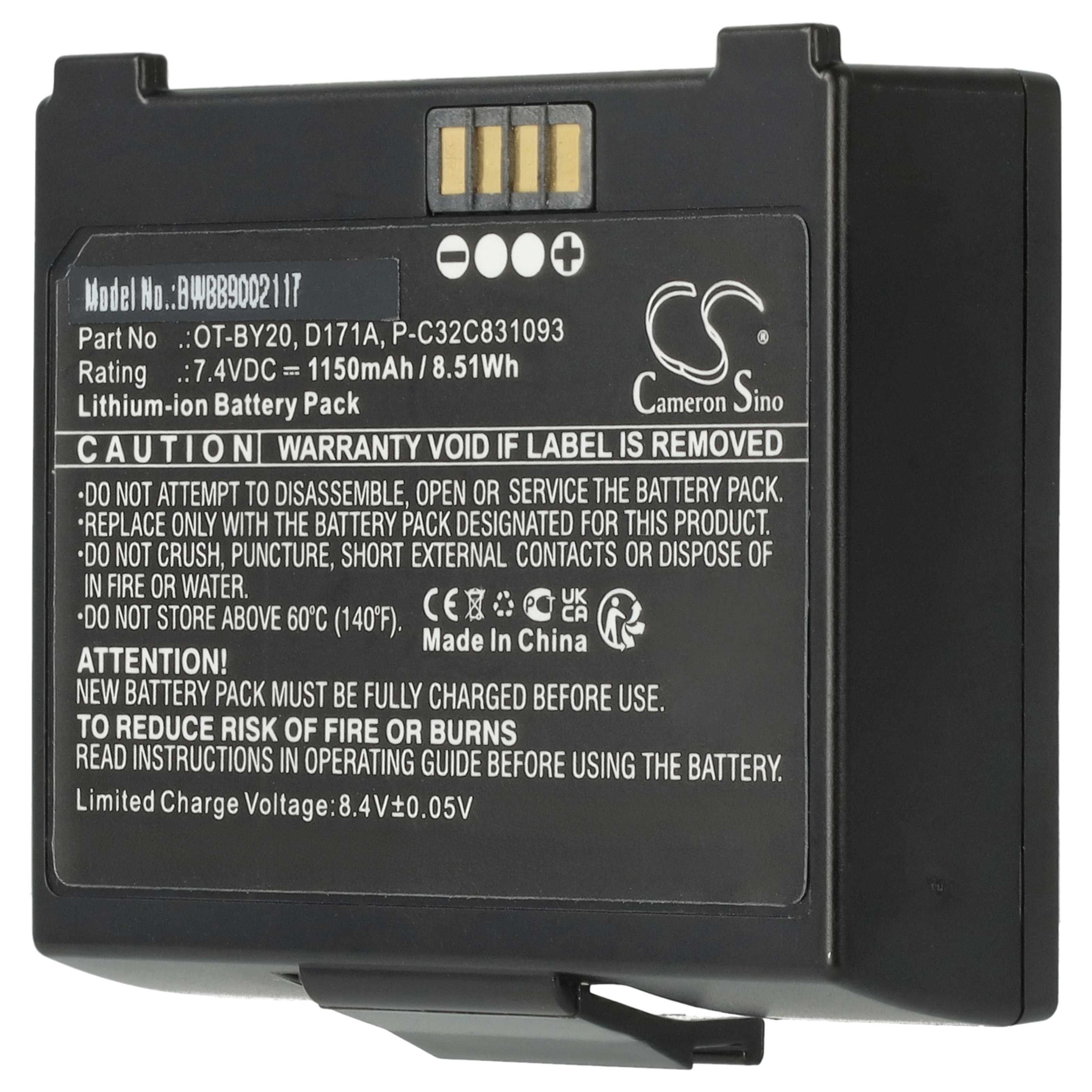 Printer 5x Battery replaces Epson OT-BY20, D171A, 2165069, P-C32C831093 - 1150 mAh 7.4 V Li-Ion
