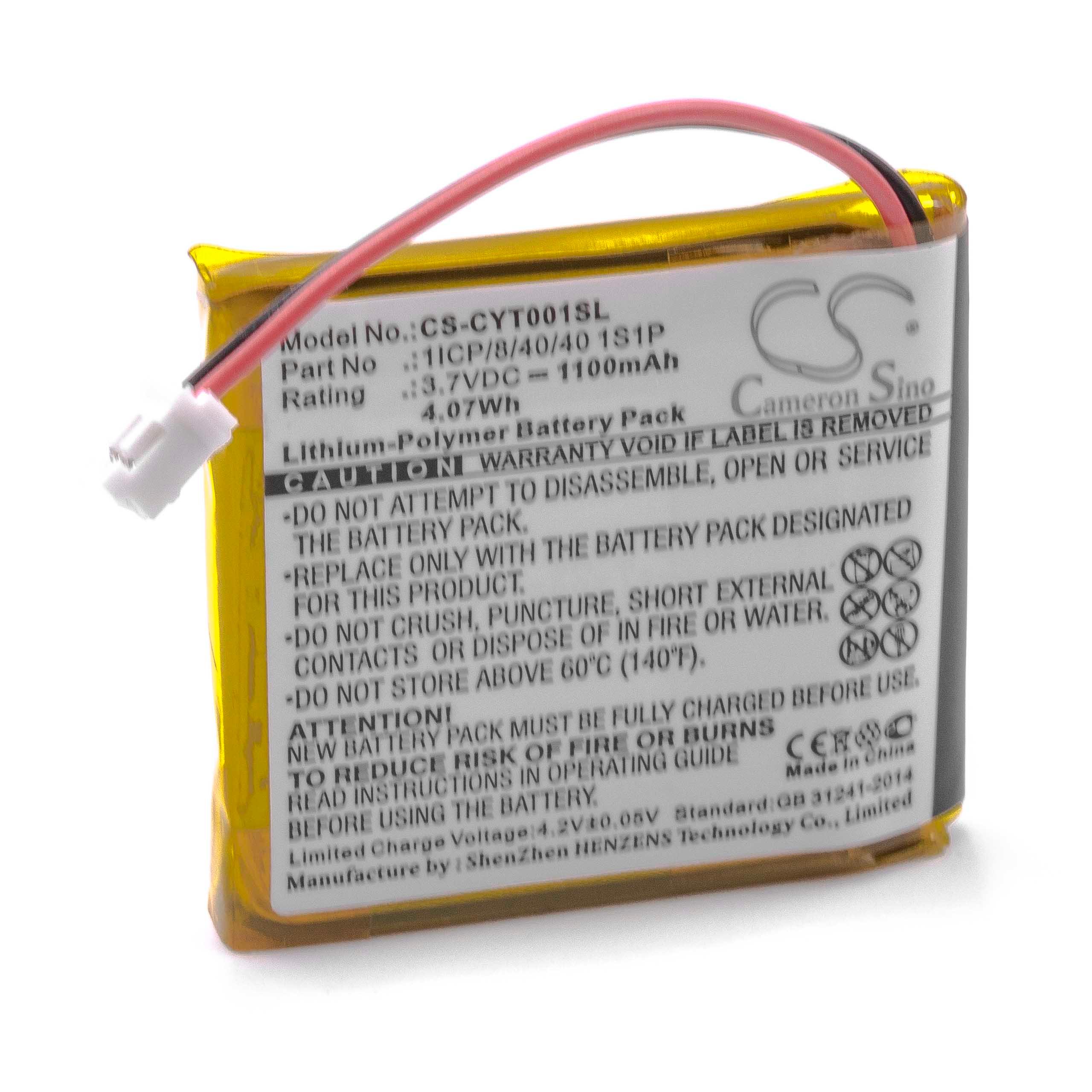 GPS Battery Replacement for Coyote 1ICP/8/40/40 1S1P - 1100mAh, 3.7V