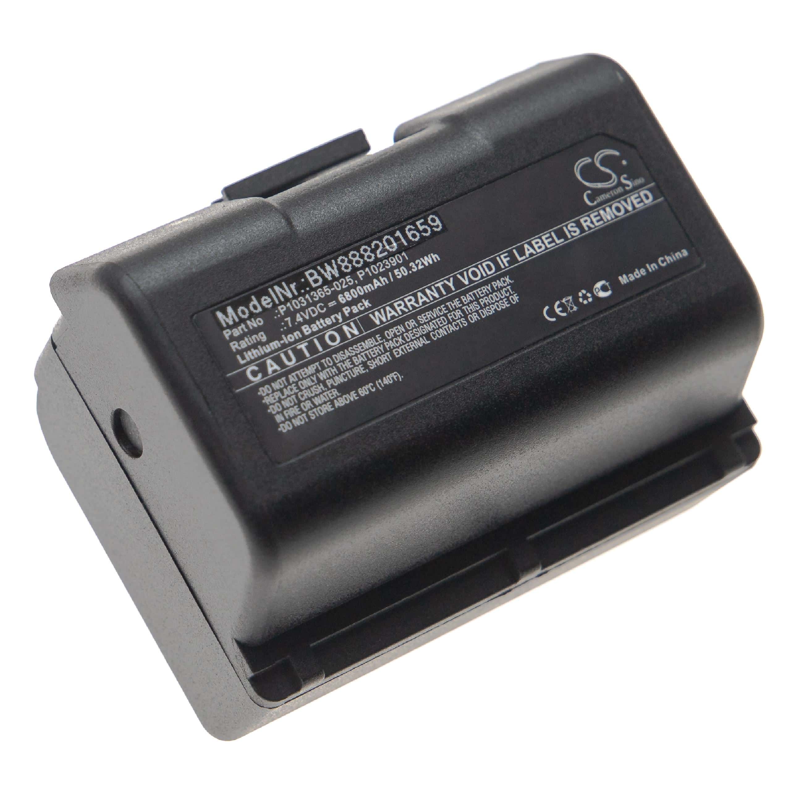Batterie remplace Zebra AT16004, BTRY-MPP-34MA1-01, BTRY-MPP-34MAHC1-01 pour imprimante - 6800mAh 7,4V Li-ion