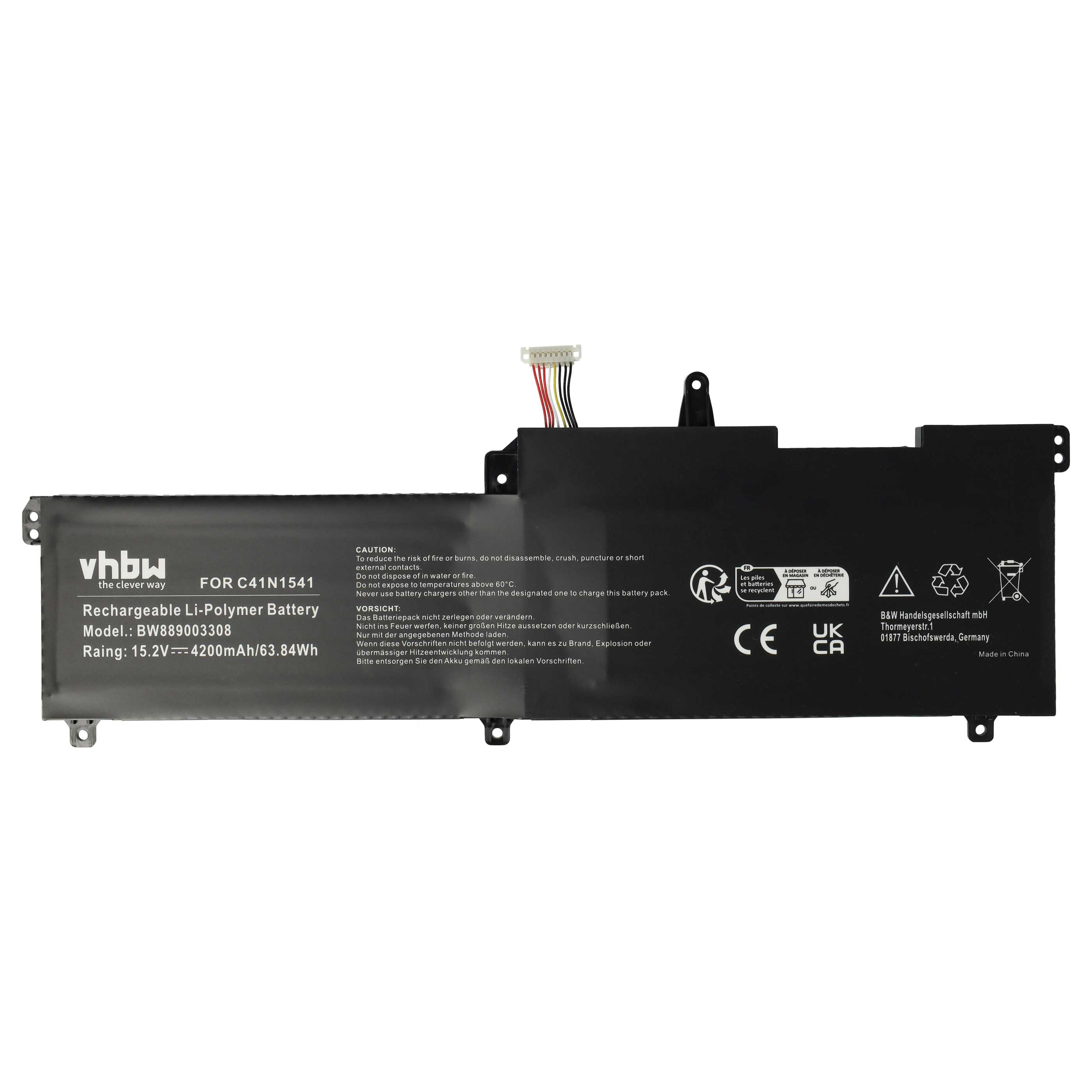 Akumulator do laptopa zamiennik C41N1541, 0B200-02070000 - 4200 mAh 15,2 V LiPo, czarny