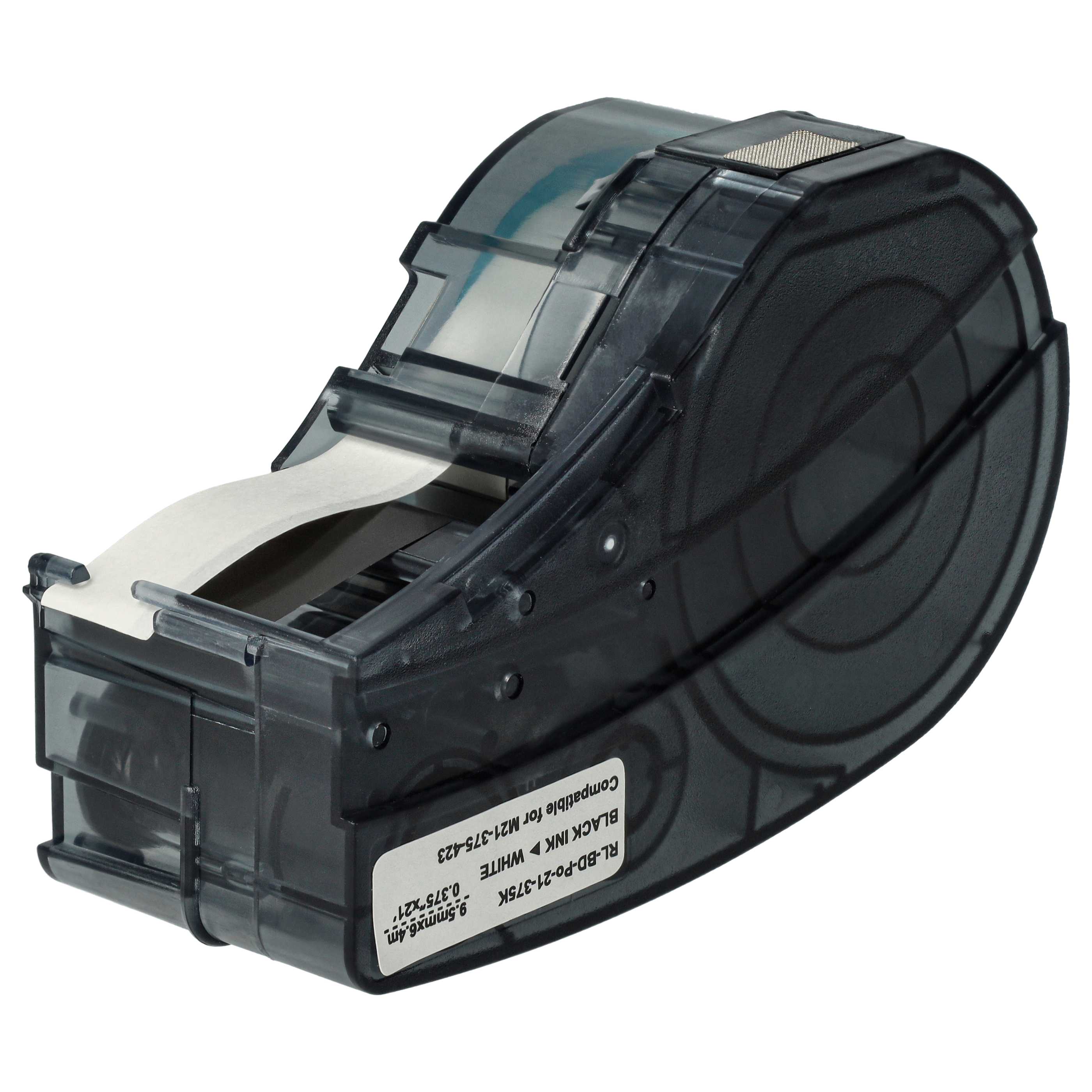 Cassette à ruban remplace Brady M21-375-423 - 9,53mm lettrage Noir ruban Blanc, polyester permanent