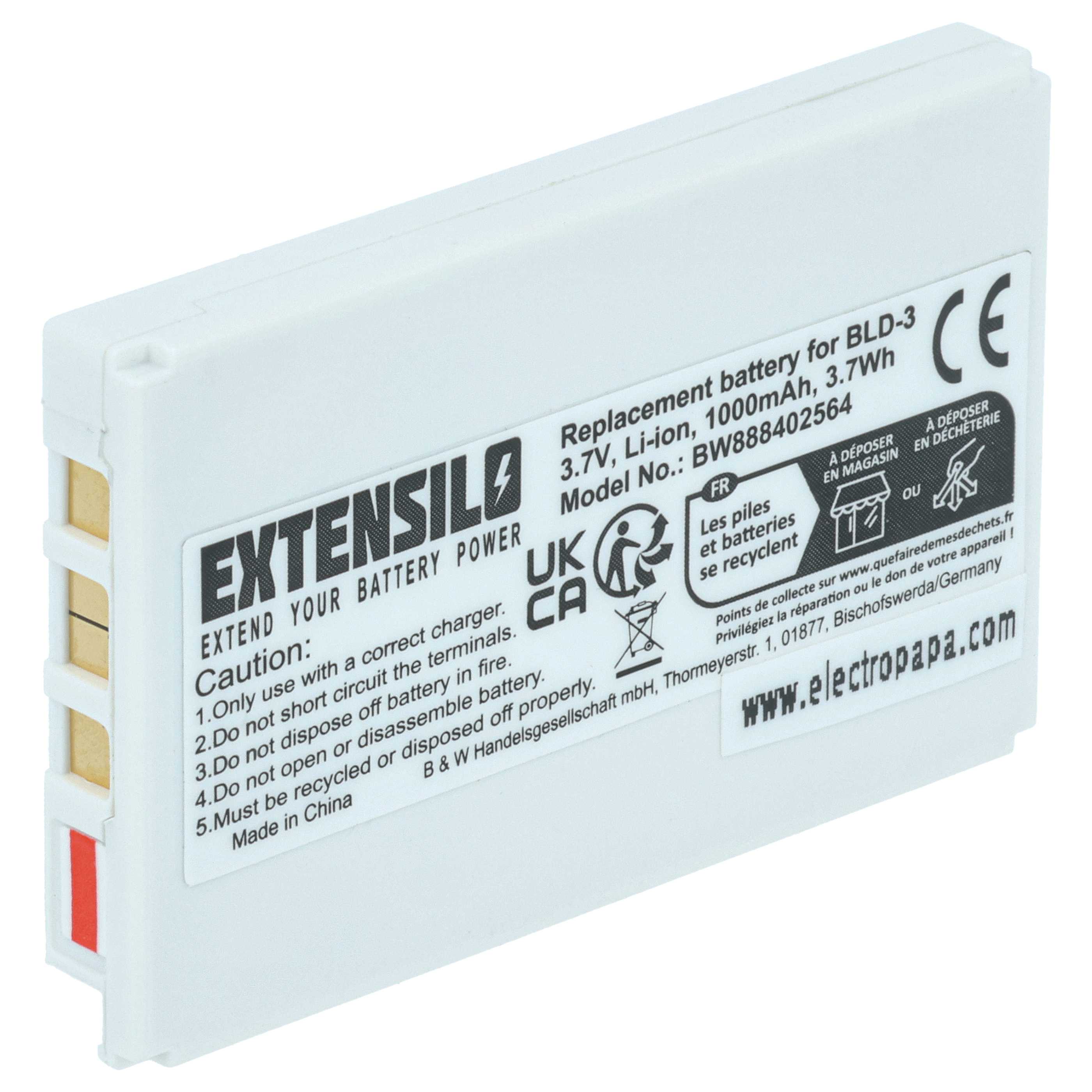Batteria sostituisce Nokia BLD-3 per cellulare - 1000mAh 3,7V Li-Ion 