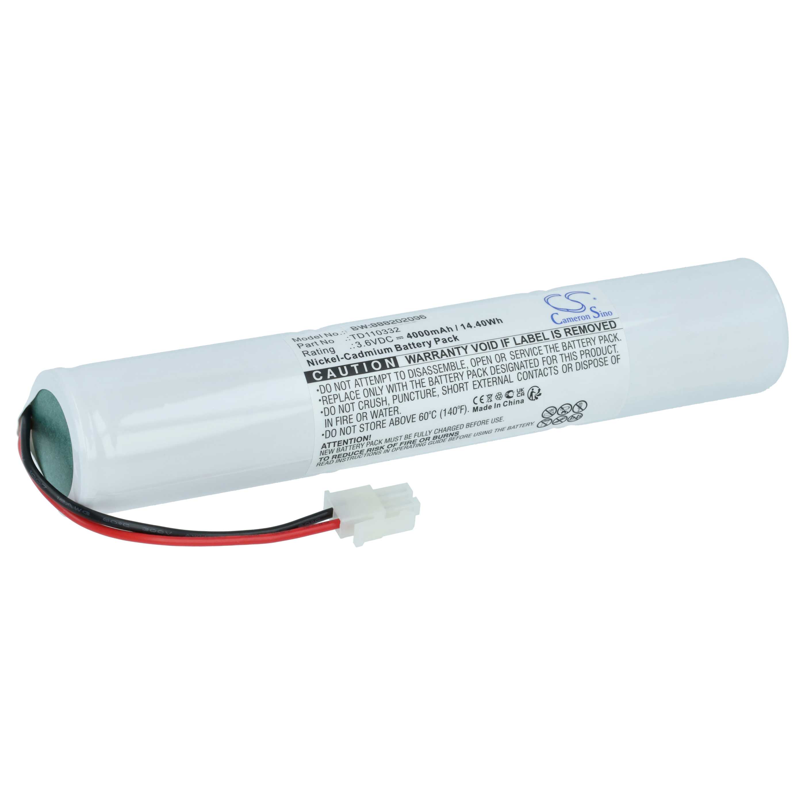 Emergency Light Battery replaces Schneider 329056000, TD110332 - 4000 mAh 3.6 V NiCd