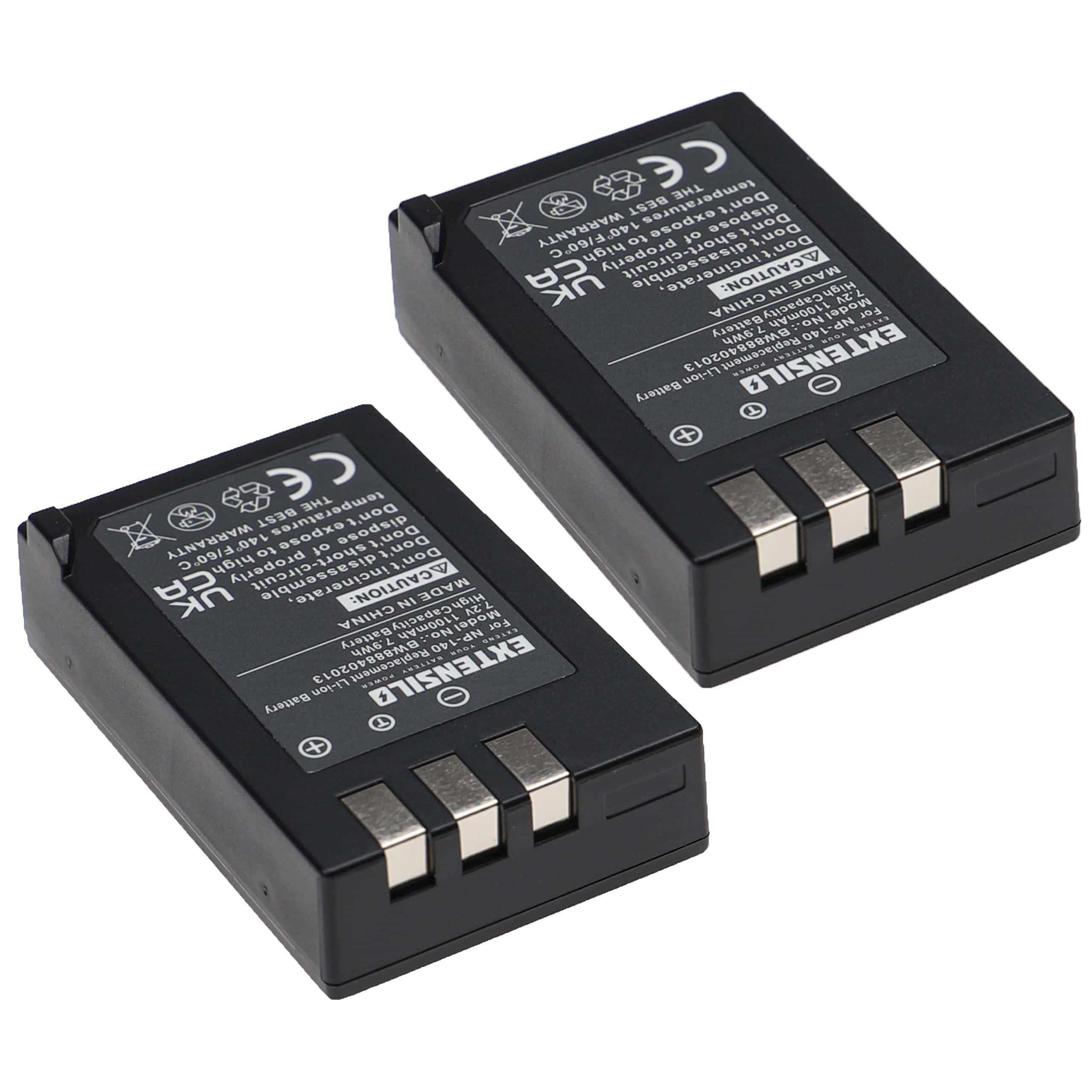 2x Battery replaces Fujifilm NP-140 - 1100mAh, 7.2V, Li-Ion