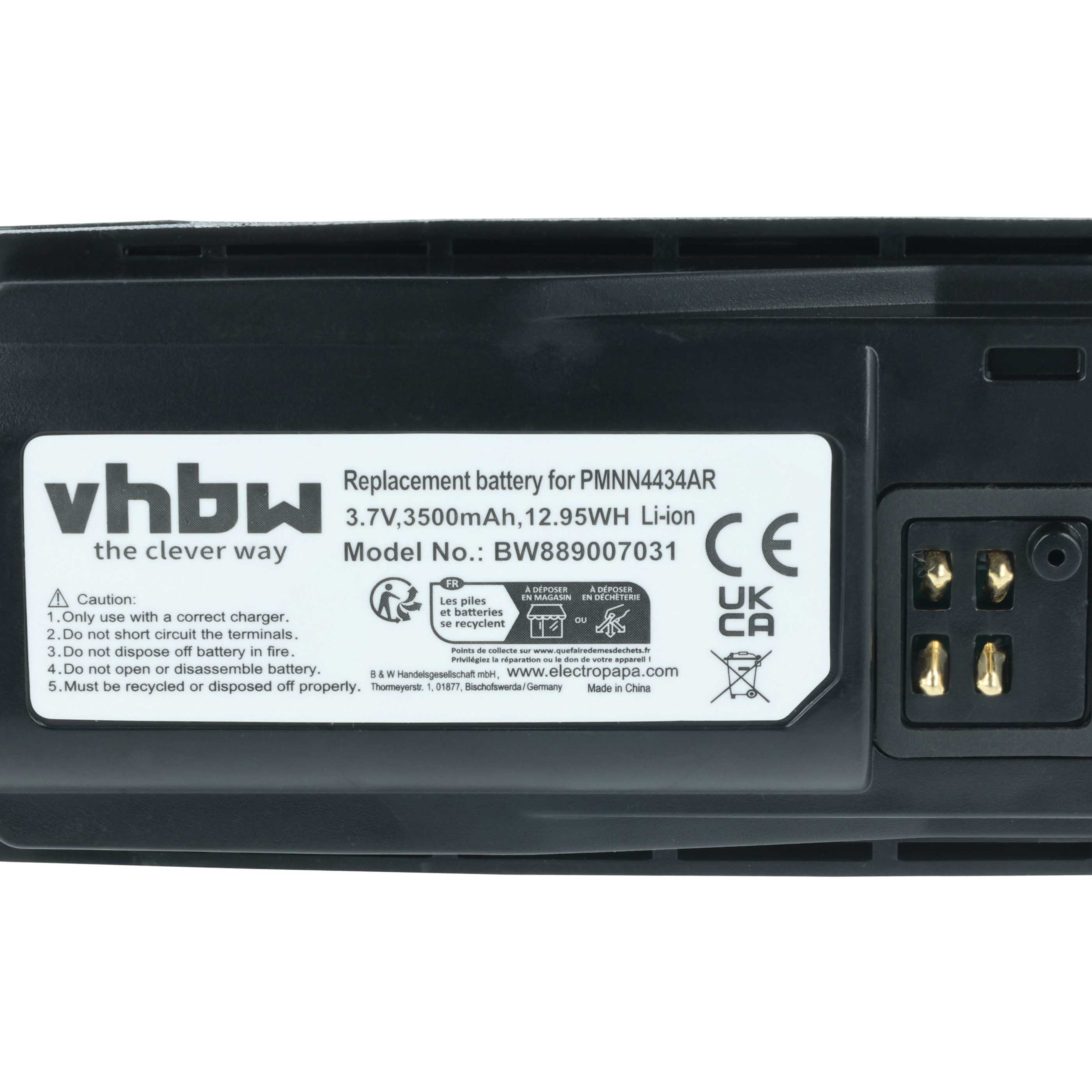 Radio Battery replaces Motorola PMLN6394A, PMLN6394, MNN4453AR, PMNN4434, PMNN4434A - 3500 mAh 3.7 V Li-Ion