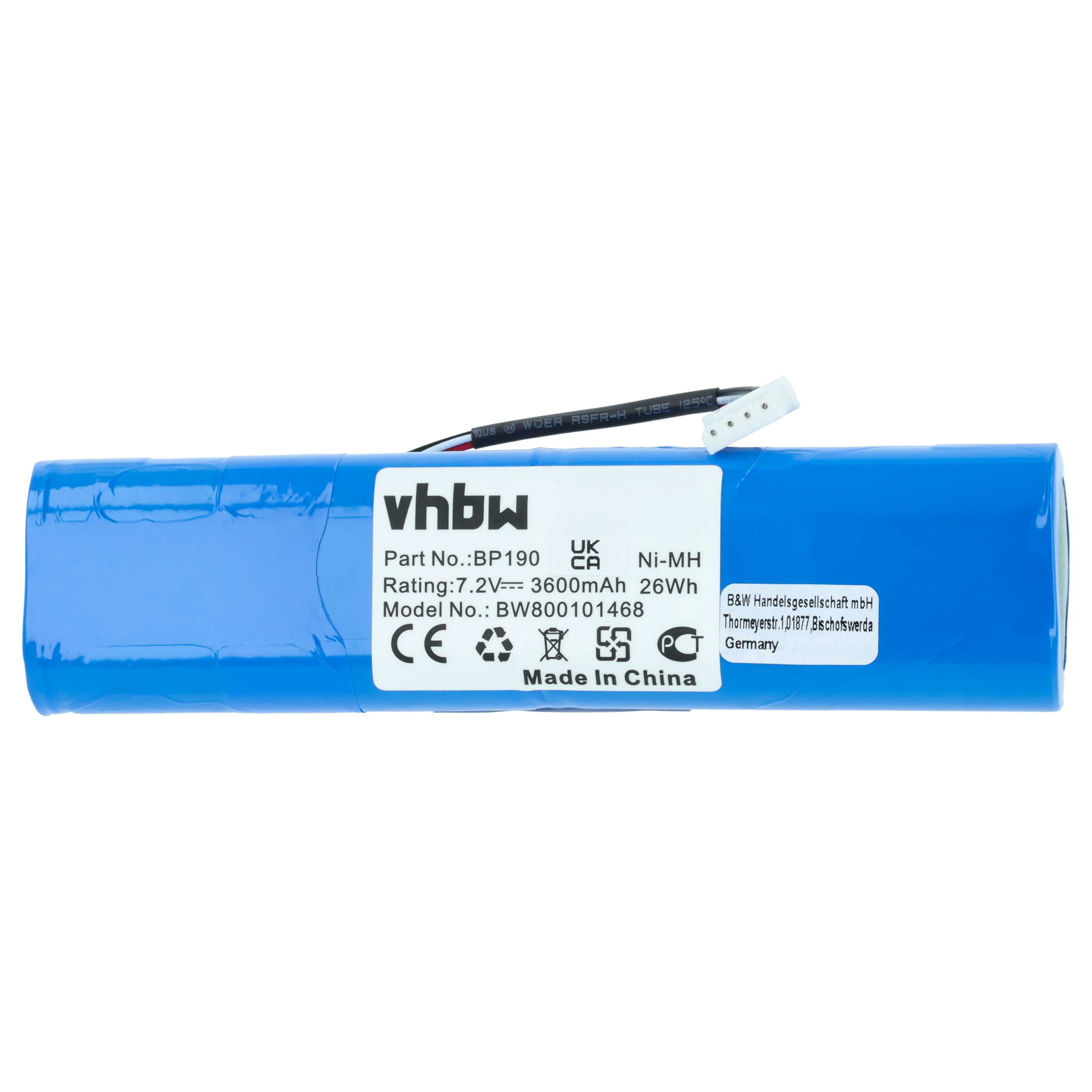 Batería reemplaza Fluke B11432, BP-190, BP190 para dispositivo medición (3600 mAh, 7,2 V, NiMH)