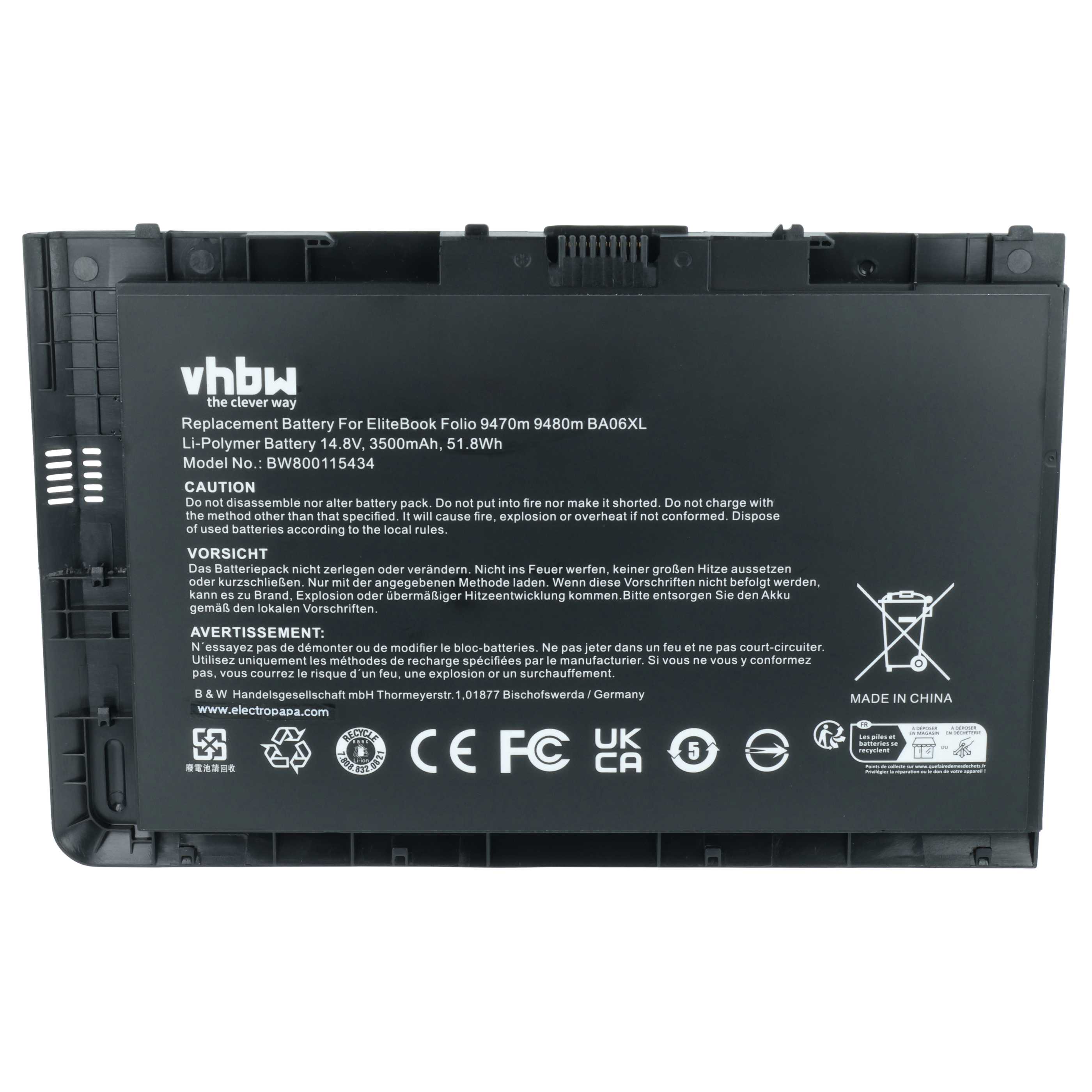 Batteria sostituisce HP 687517-171, 687517-241, 687517-1C1 per notebook - 3500mAh 14,8V Li-Poly nero
