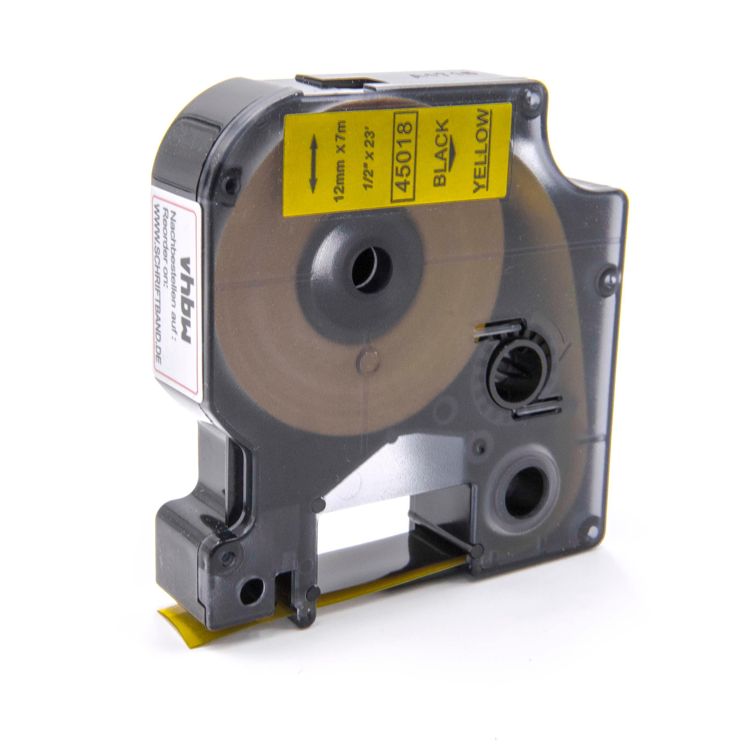 Cassetta nastro sostituisce Dymo 45018, D1 per etichettatrice Dymo 12mm nero su giallo