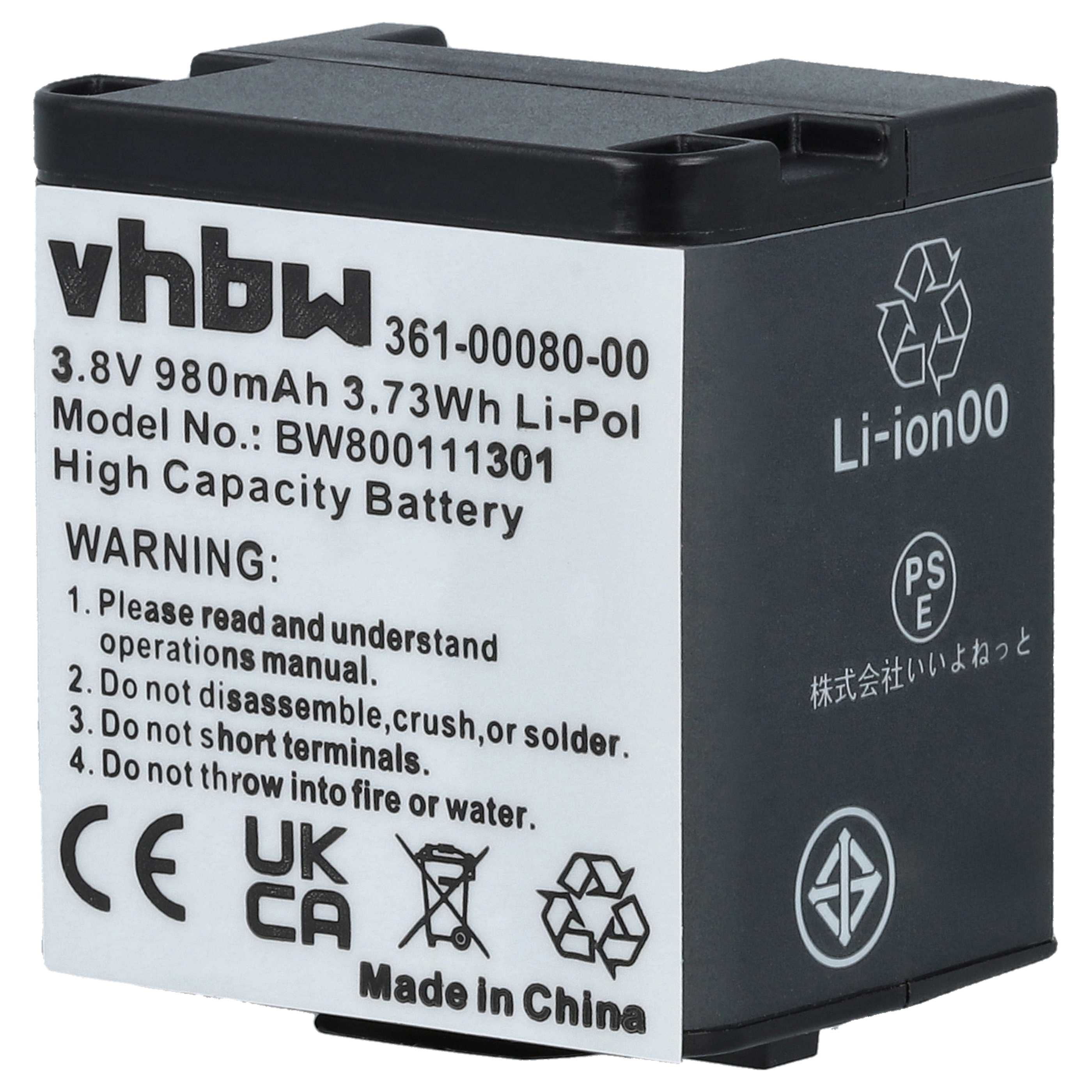 Videocamera 2x Battery replaces Garmin 010-01363-10, 010-12256-01, 361-00080-00 - 980 mAh 3.8 V Li-polymer