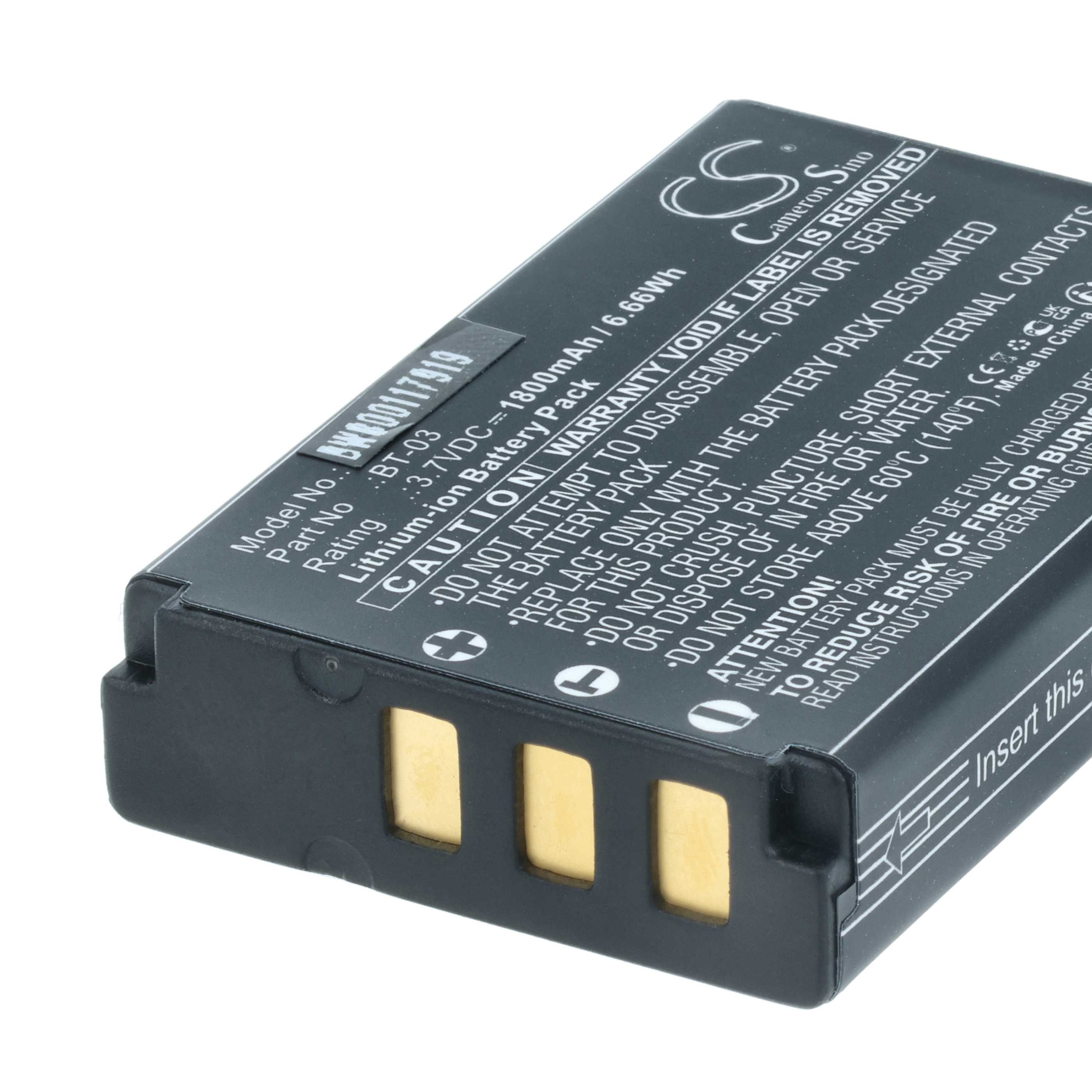 3x Battery replaces Zoom BT-03 - 1800mAh, 3.7V, Li-Ion