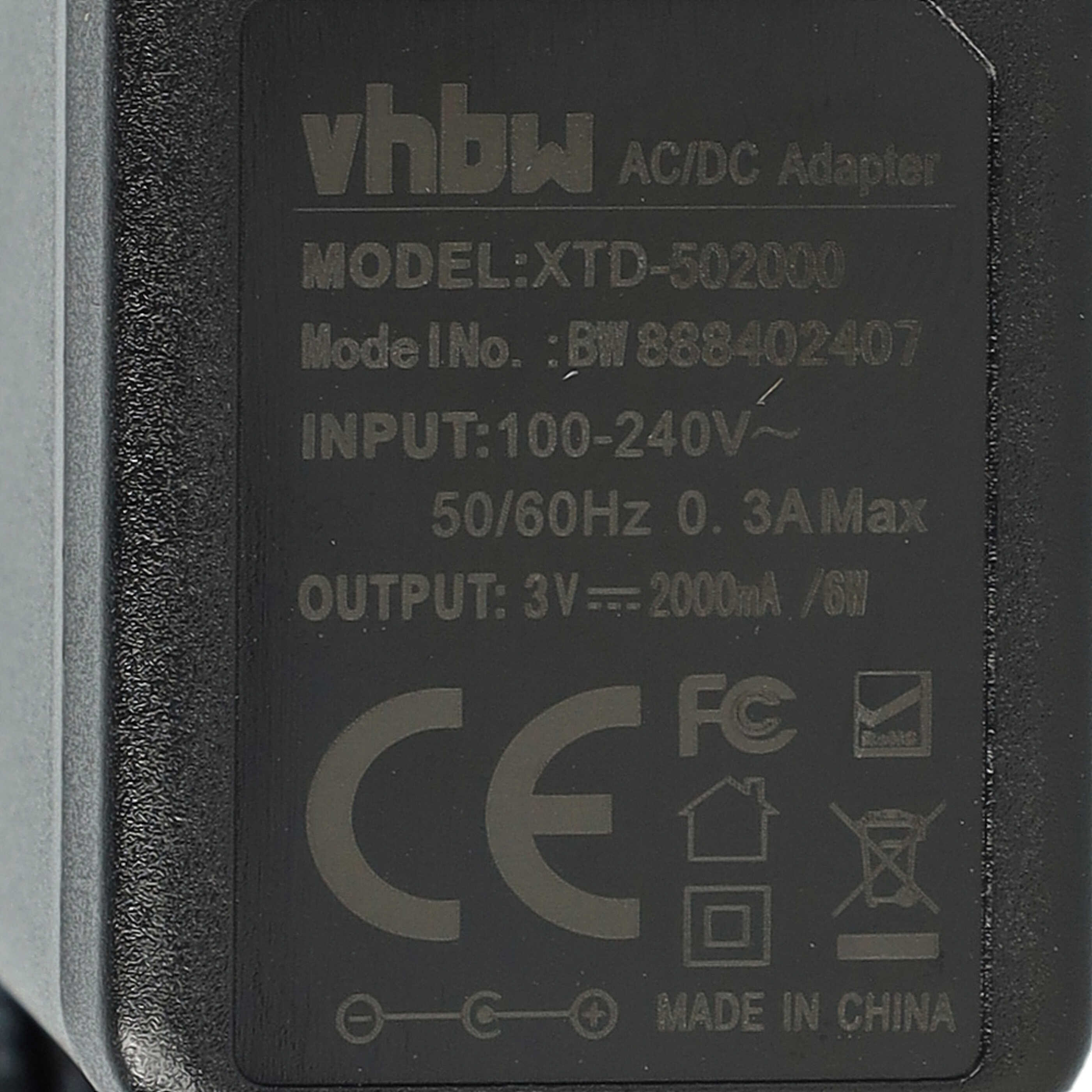 Fuente de alimentación clavija 5,5 x 2,1 mm para diversos dispositivos - 3 V, 2 A