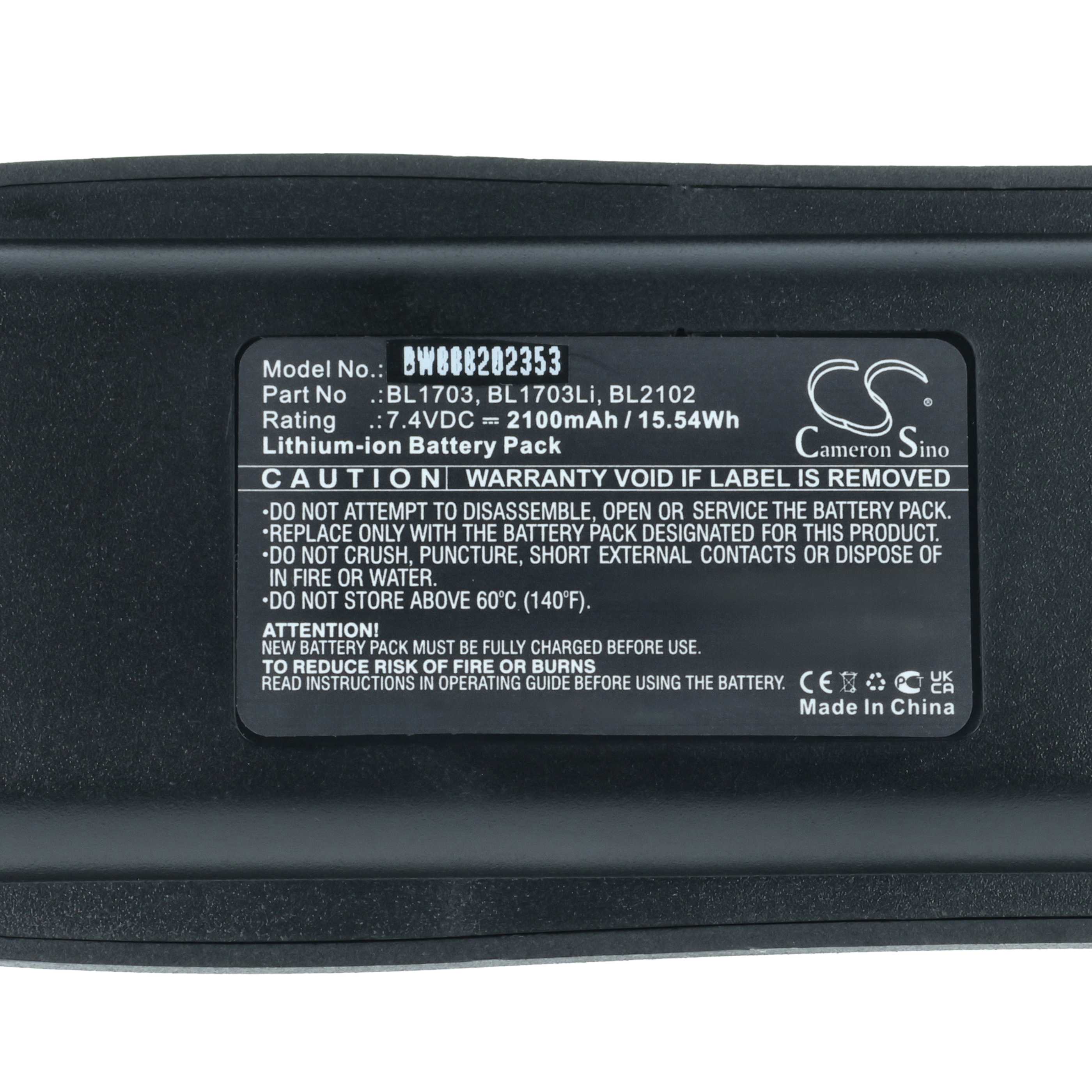 Radio Battery replaces Hyt BL2102, BL1703Li, BL1703, BL-2102Li, BH1801 - 2100 mAh 7.4 V Li-Ion + Belt Clip