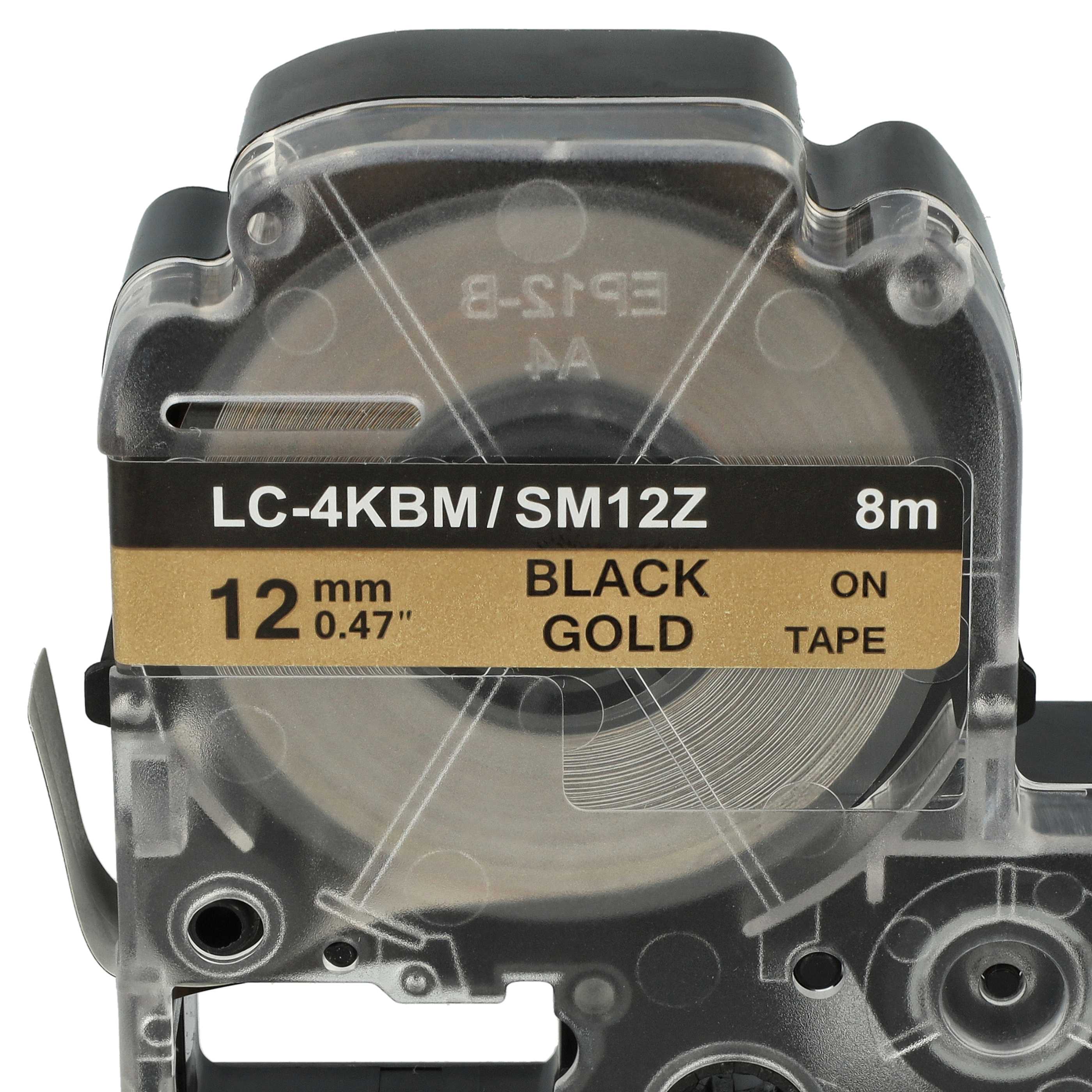 Label Tape replaces Epson LC-4KBM - 12 mm Black to Gold