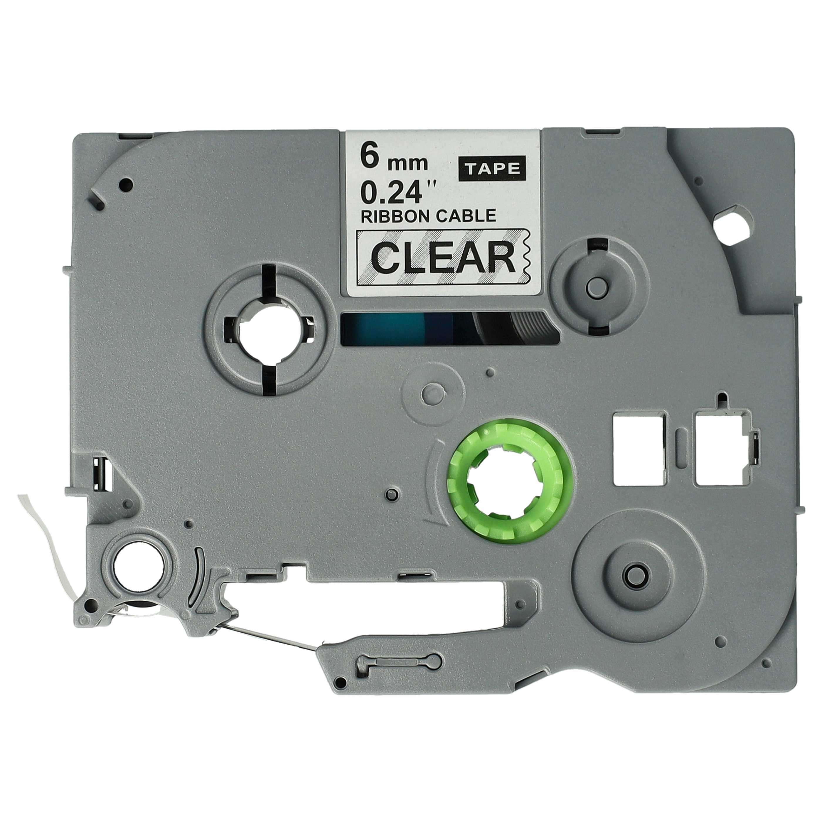 Label Tape as Replacement for Brother TZFX111, TZeFX111, TZE-FX111 - 6 mm Black to Transparent, Flexible
