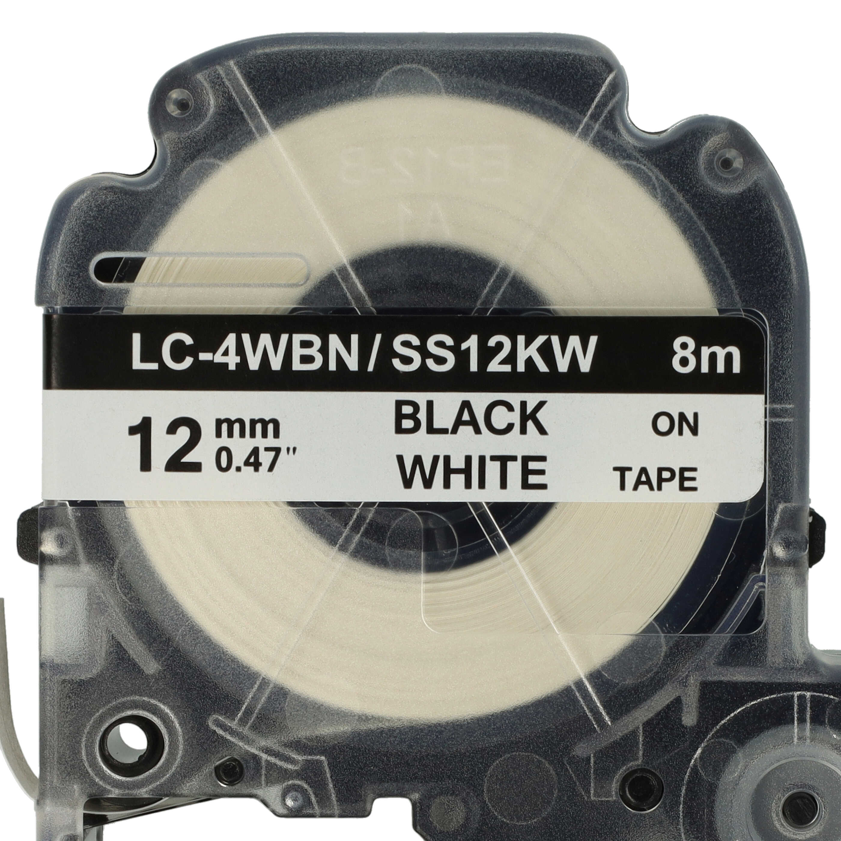 50x Label Tape replaces Epson LC-4WBN - 12 mm Black to White