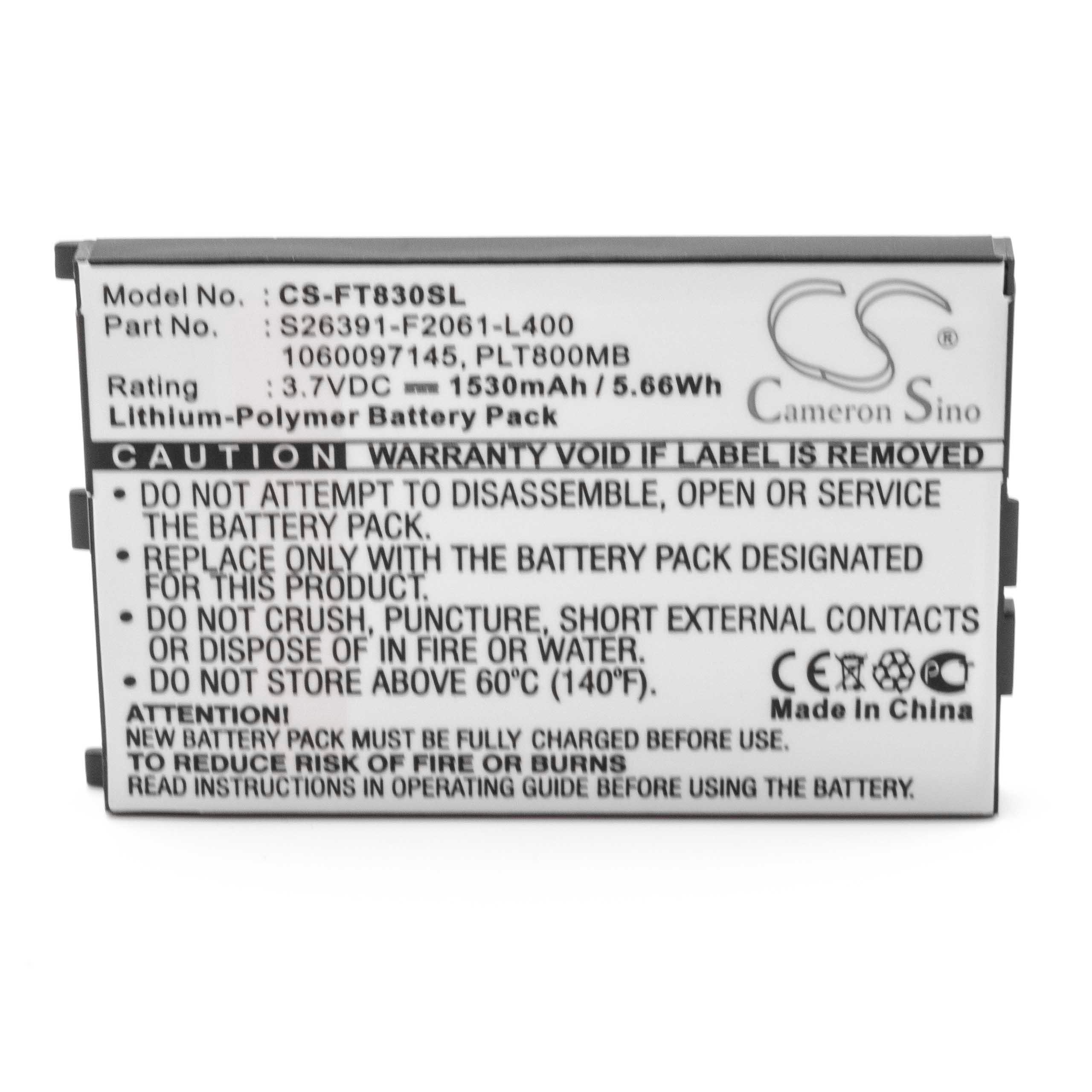 Mobile Computer Battery Replacement for Fujitsu Siemens 1060097145, 761UPA2371W, PLT800MB - 1530mAh, 3.7V