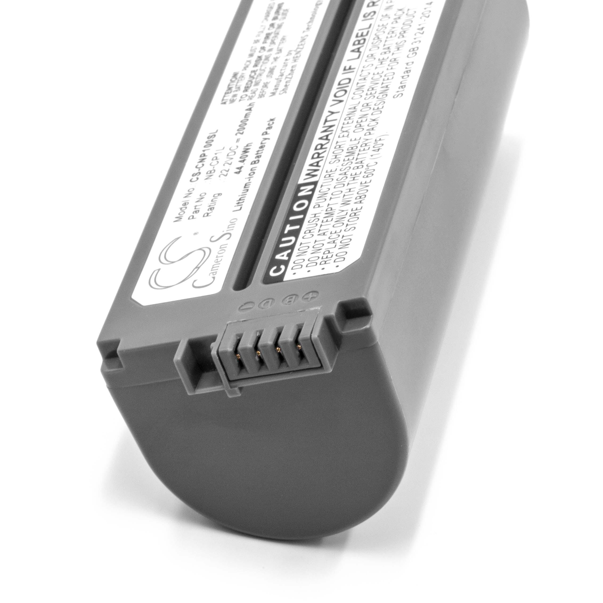 Batterie remplace Canon NB-CP2L, NB-CP1L, CS-CP2L, CS-CP2, CP-2L pour imprimante - 2000mAh 22,2V Li-ion