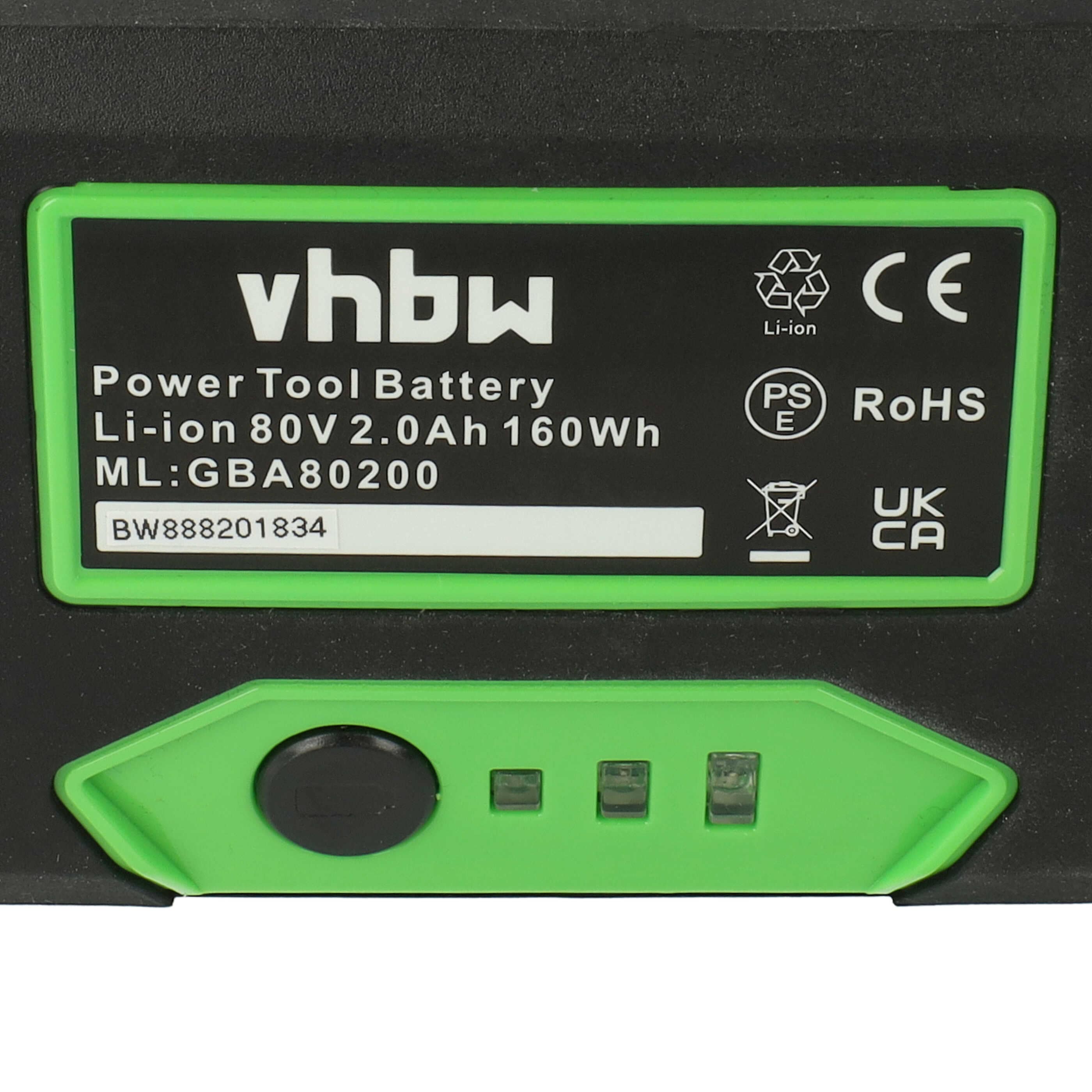 Batterie remplace Greenworks 2901307, GBA80200, G80B4, 2902407 pour outil de jardinage - 2000mAh 80V Li-ion
