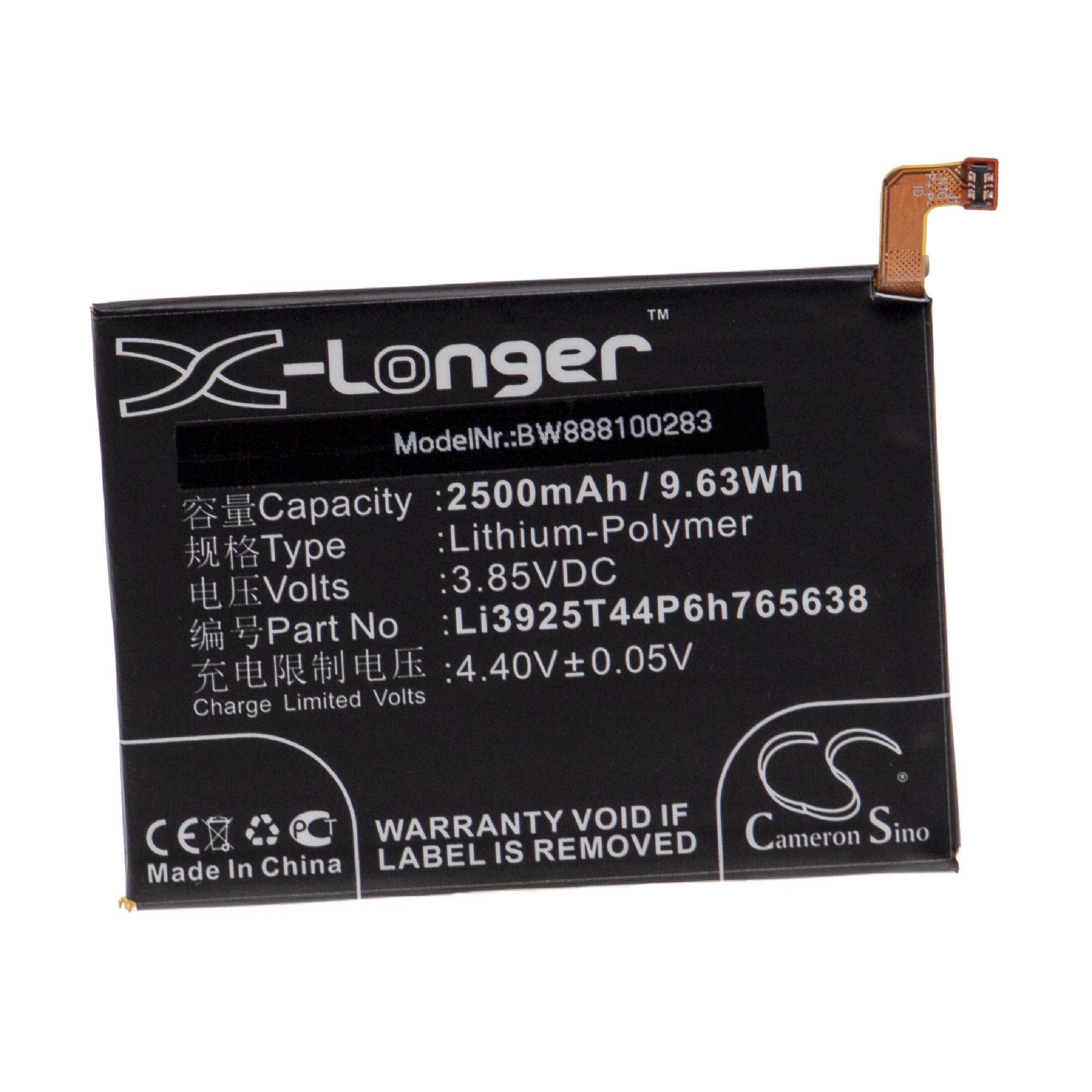 Batteria sostituisce ZTE Li3925T44P6h765638 per cellulare ZTE - 2500mAh 3,85V Li-Poly
