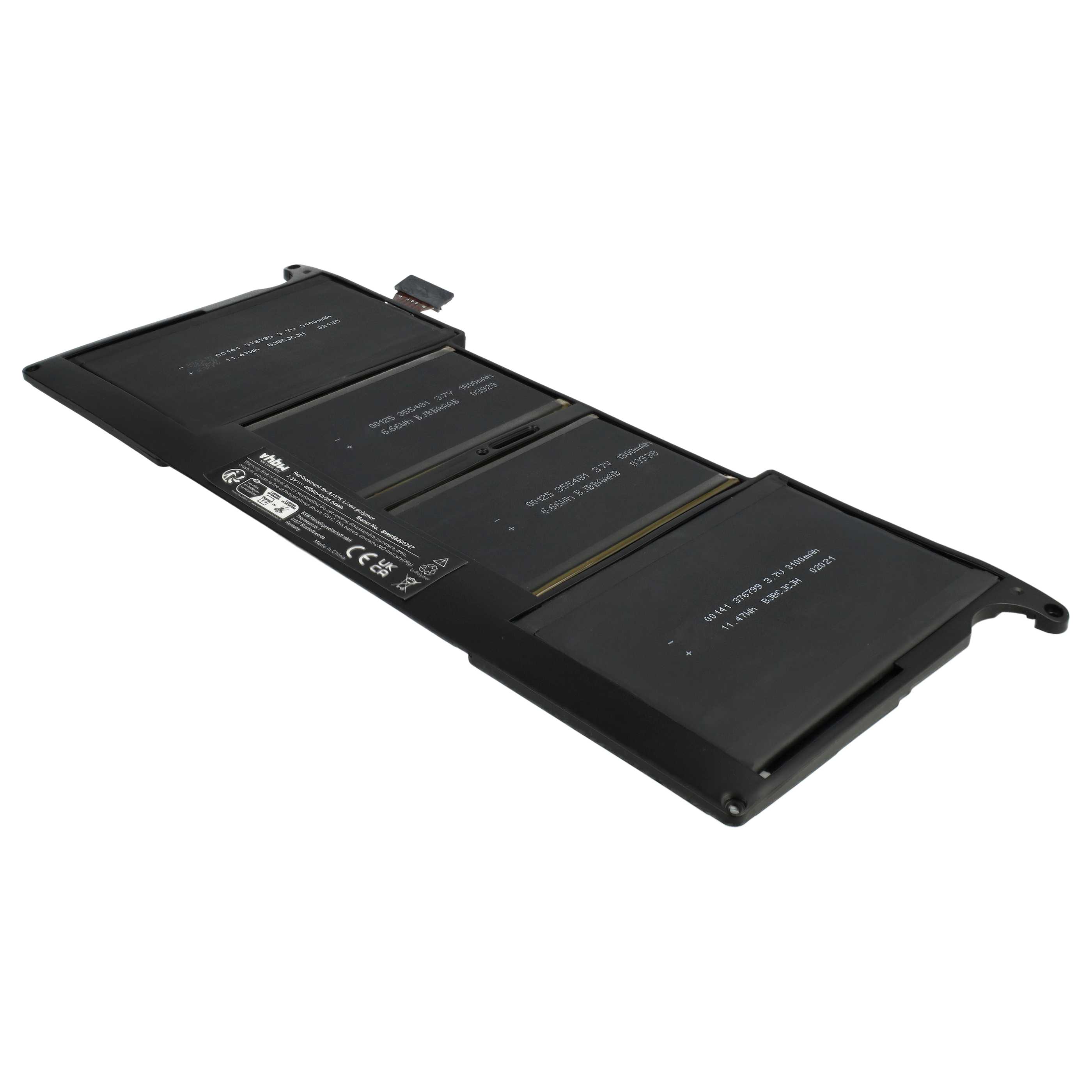 Notebook-Akku als Ersatz für Apple 661-5736, A1375, 020-6920-B - 4800mAh 7,3V Li-Polymer, schwarz