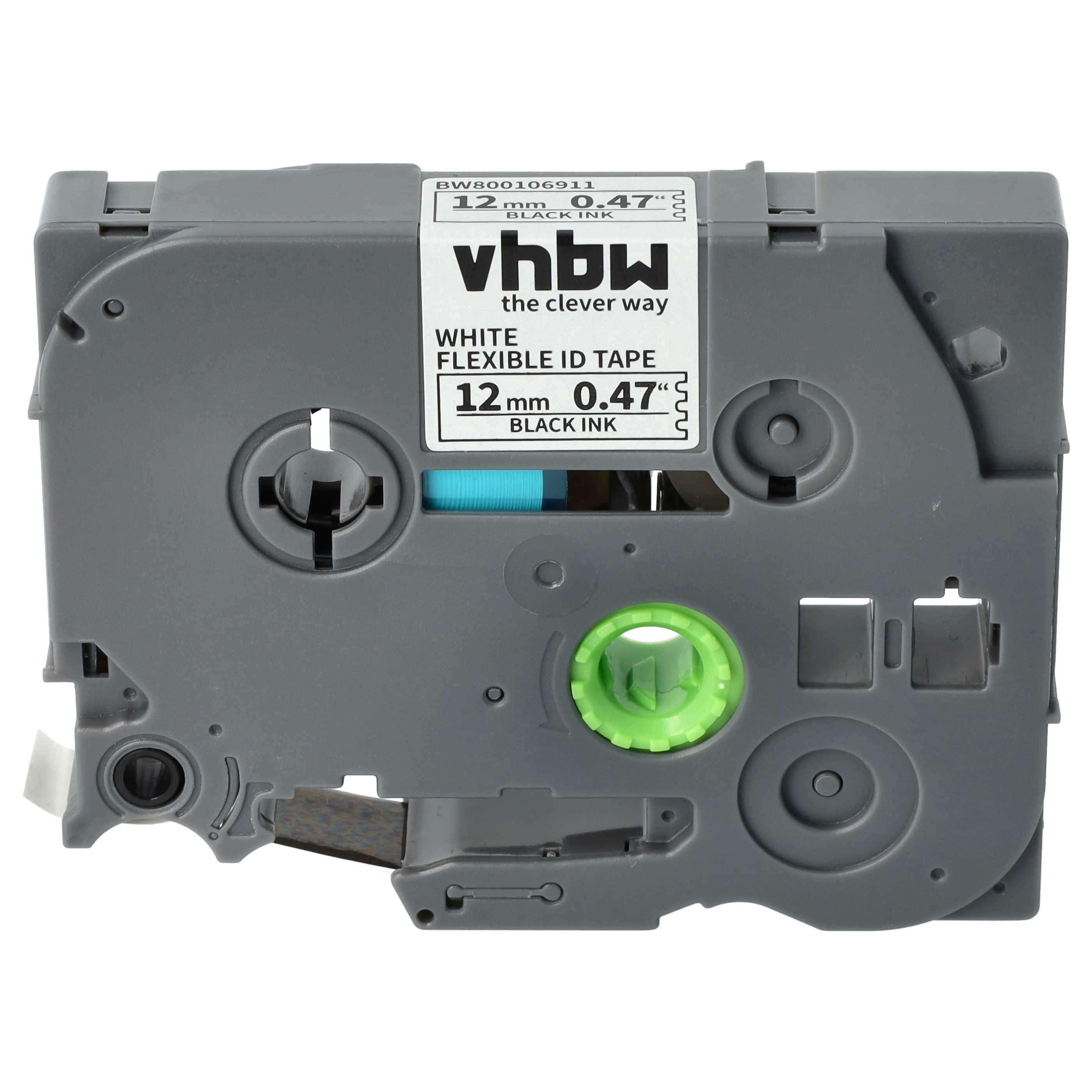 5x Label Tape replaces Brother TZE-FX231, TZ-FX231 - 12 mm Black to White, Flexible