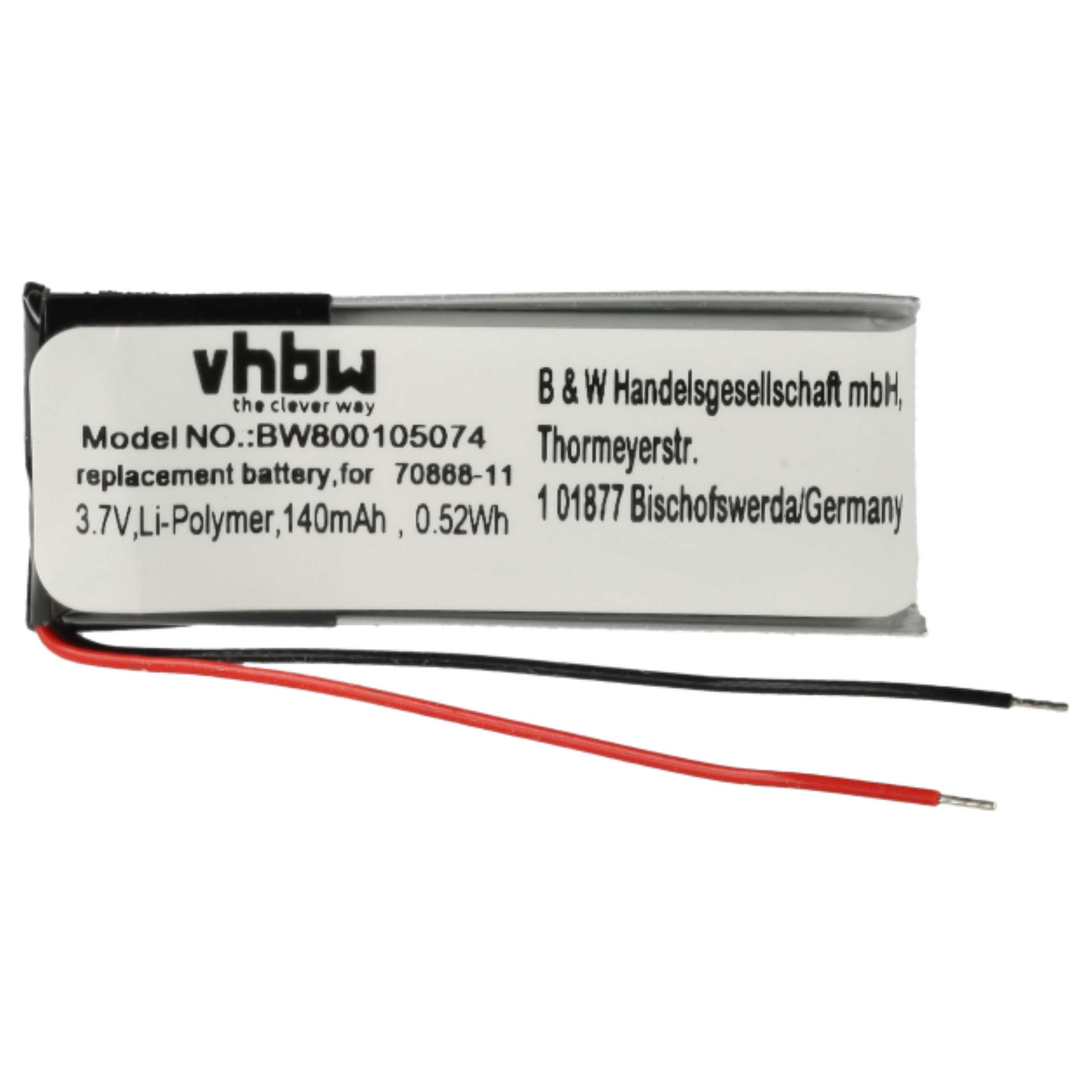 2x Akumulator do słuchawek bezprzewodowych zamiennik Jabra AHB371030PA, 73366-01, 70868-1 - 140 mAh 3,7 V LiPo