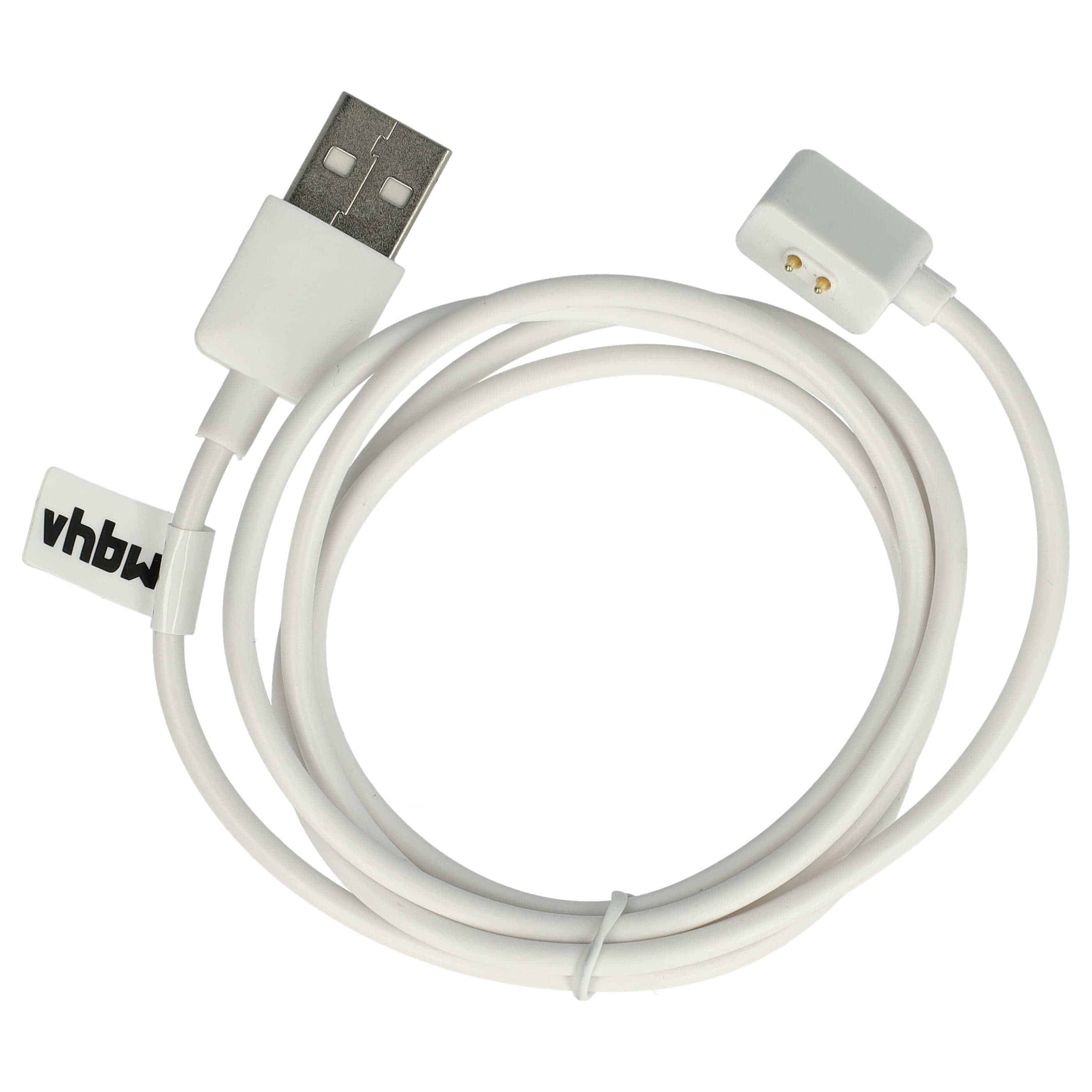 Cable de carga USB para smartwatch Xiaomi Mi Band 8, Redmi Band 2 - blanco magnético 100 cm