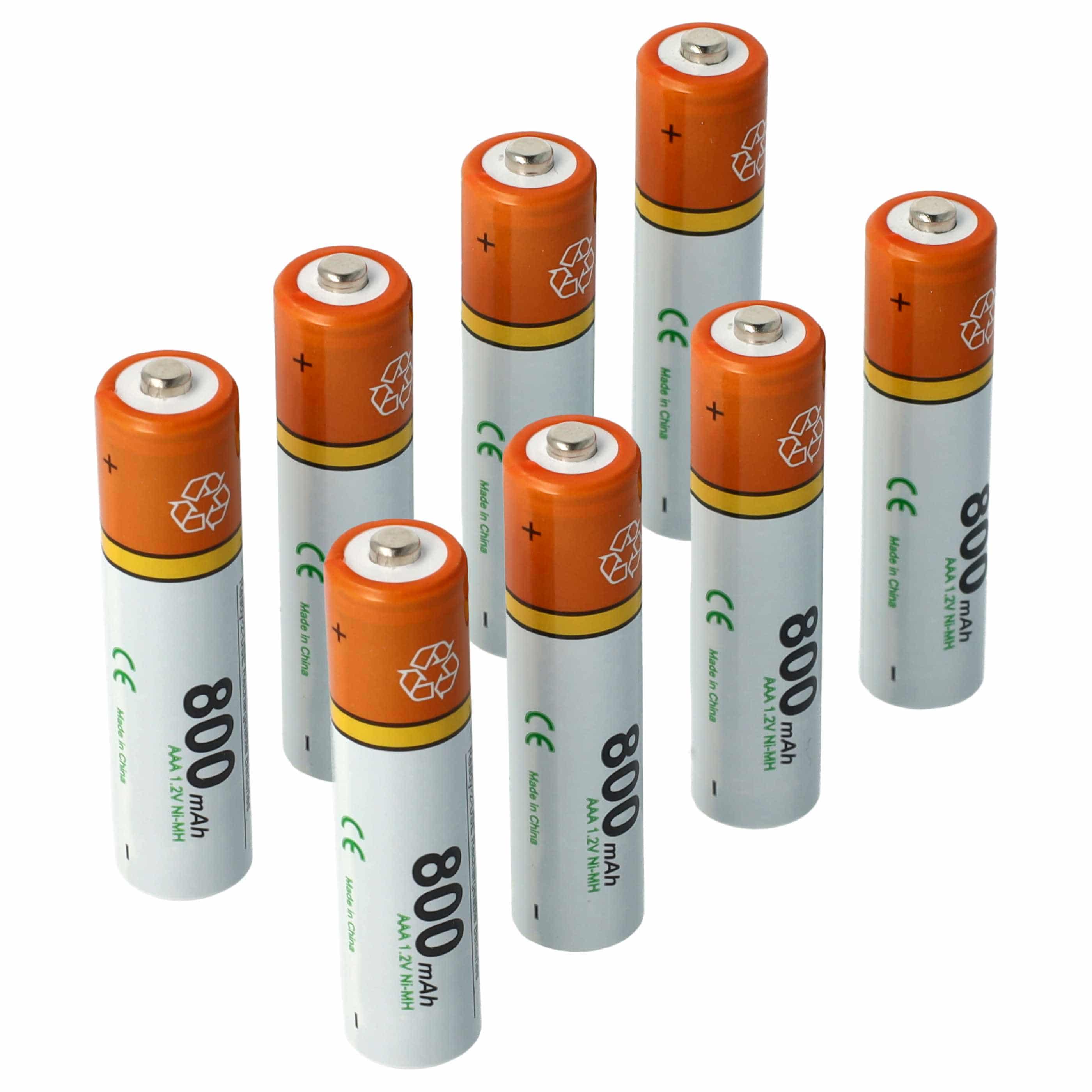 8x Batteries pour téléphone Philips, Grundig, Sennheiser, Amplicomms - 800mAh 1,2V NiMH