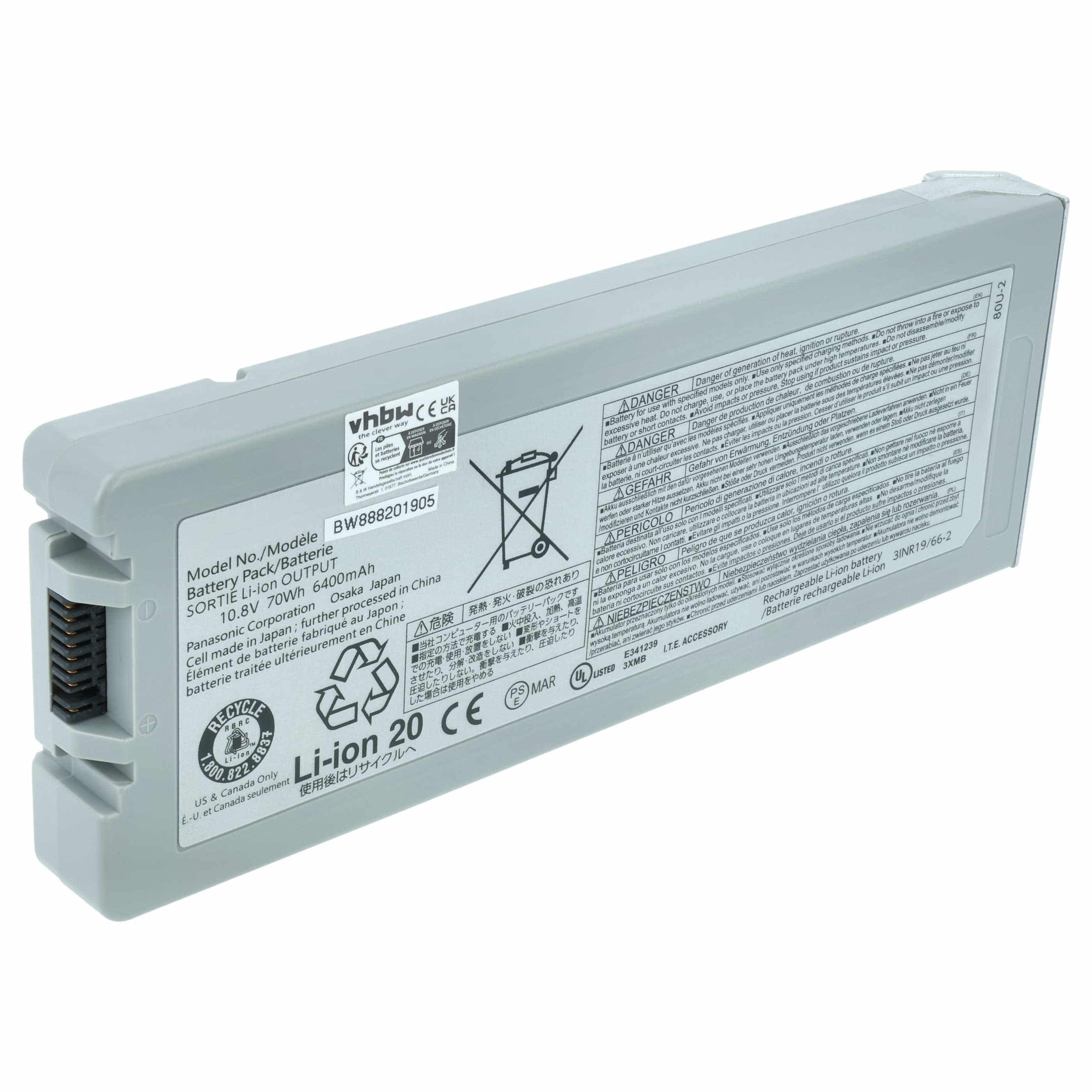 Akumulator do laptopa zamiennik Panasonic CF-VZSU80U, CF-VZSU83U, CF-VZSU82U - 6400 mAh 10,8 V Li-Ion, czarny