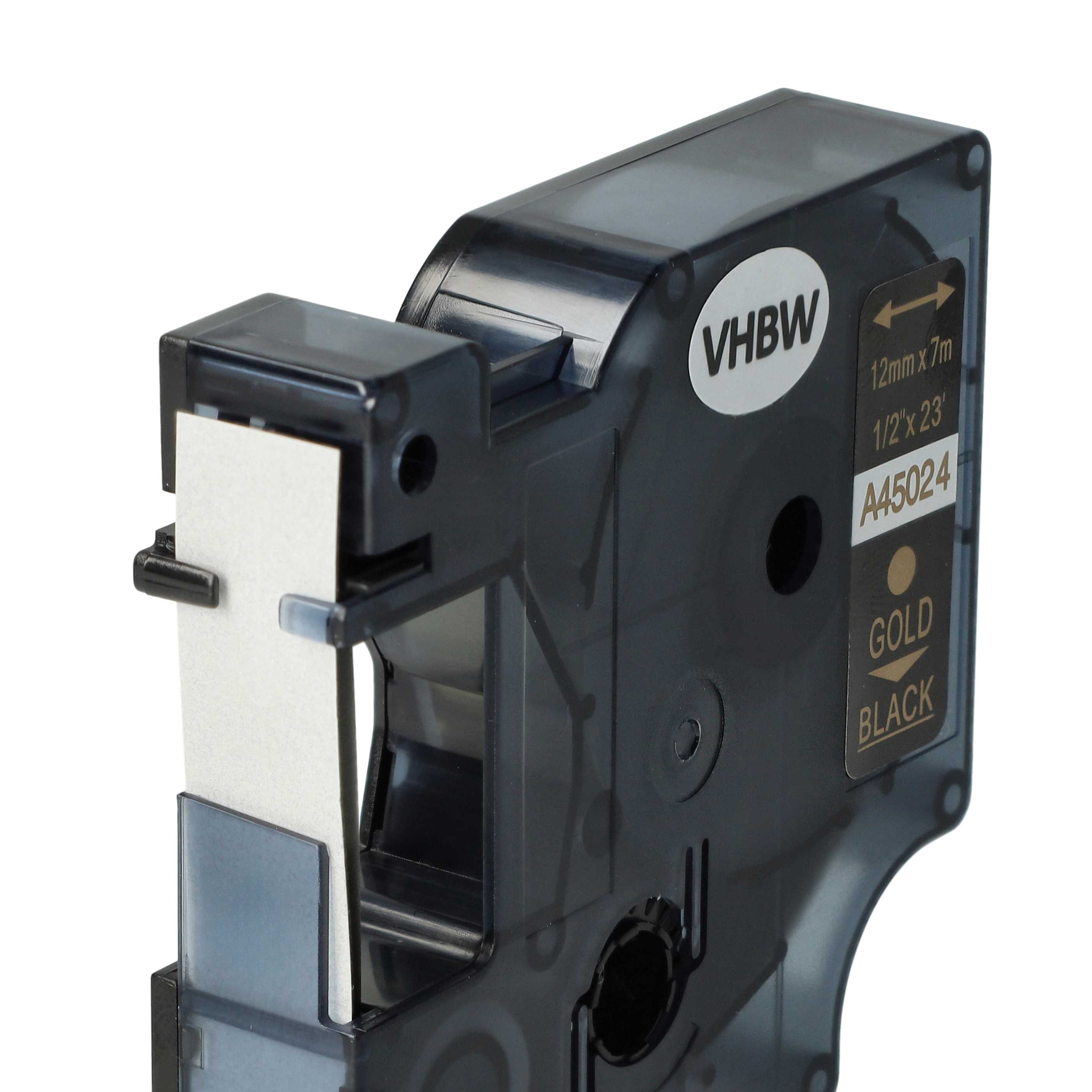 Label Tape replaces Dymo D1, 45024 - 12 mm Gold to Black