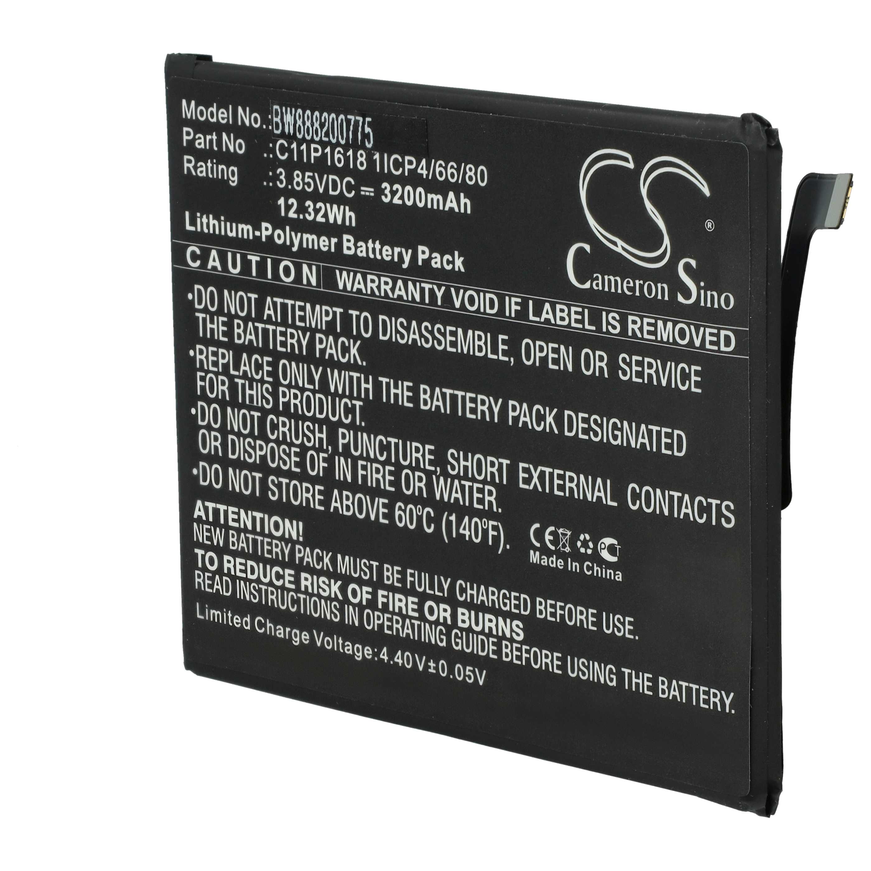Akumulator do telefonu smartfona zamiennik Asus C11P1618, 1ICP4/66/80 - 3200 mAh 3,85 V LiPo