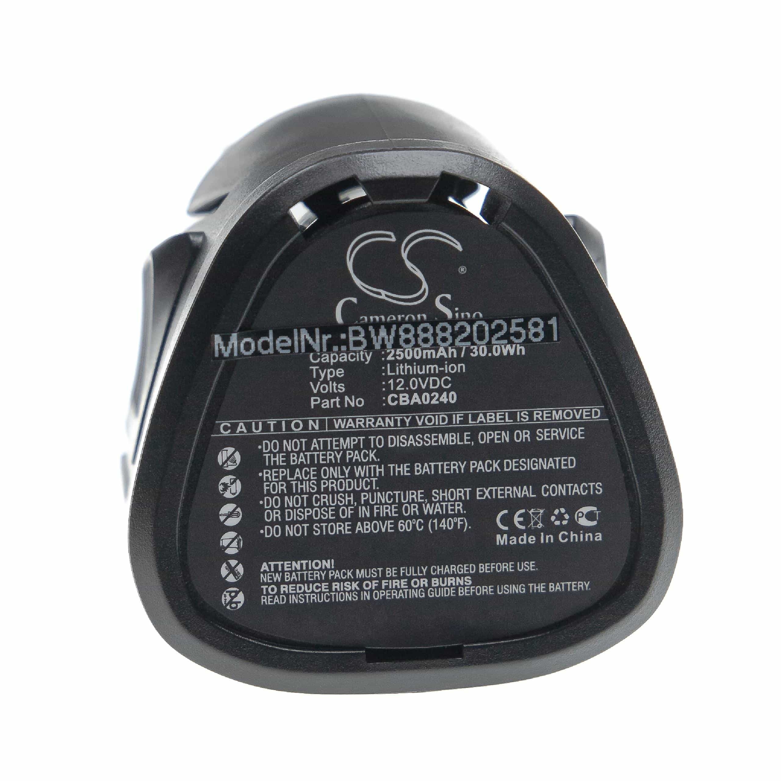 Batteria per attrezzo sostituisce EGO CBA0240 - 2500 mAh, 12 V, Li-Ion
