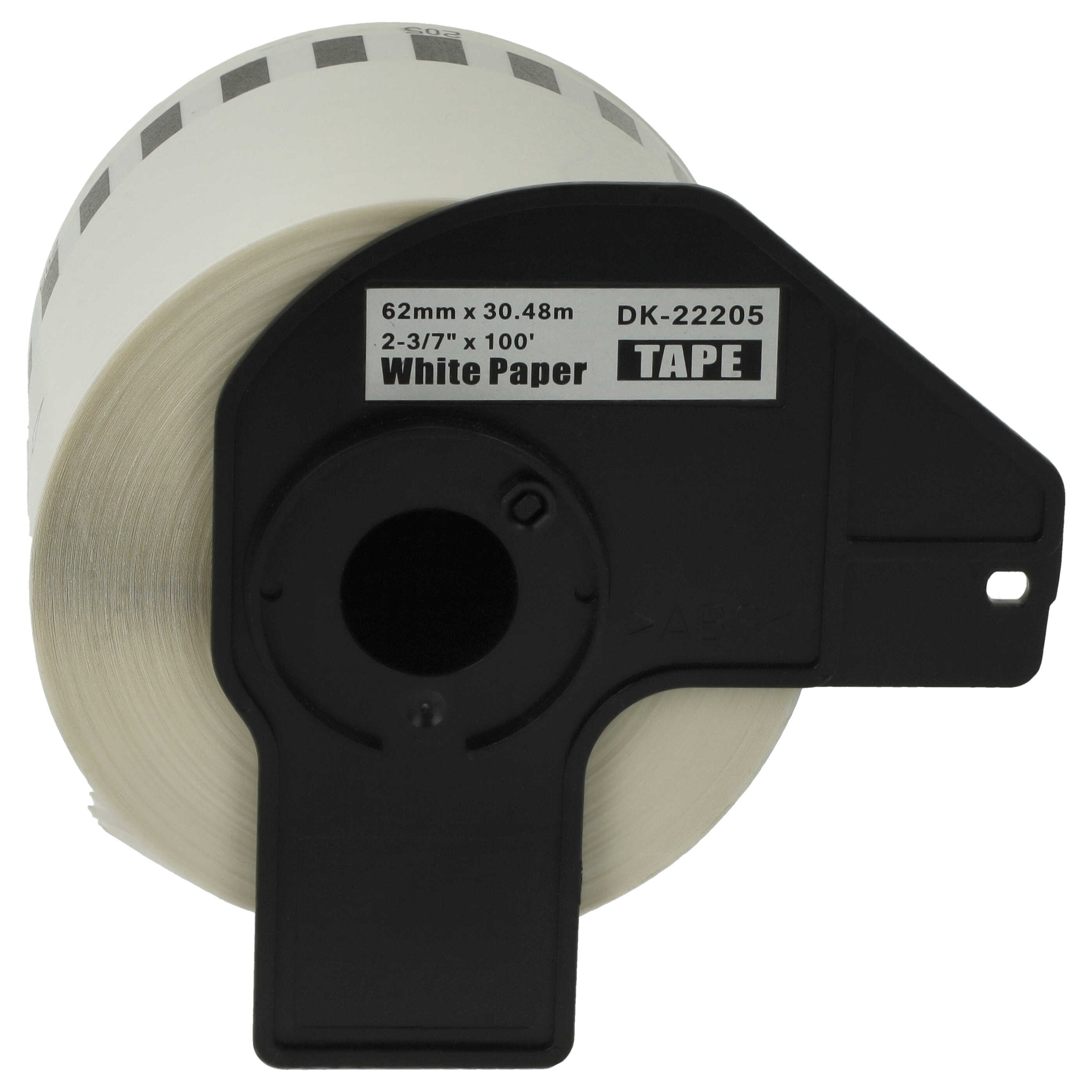 Labels replaces Brother DK-22205 for Labeller - Premium 62 mm x 30.48m + Holder