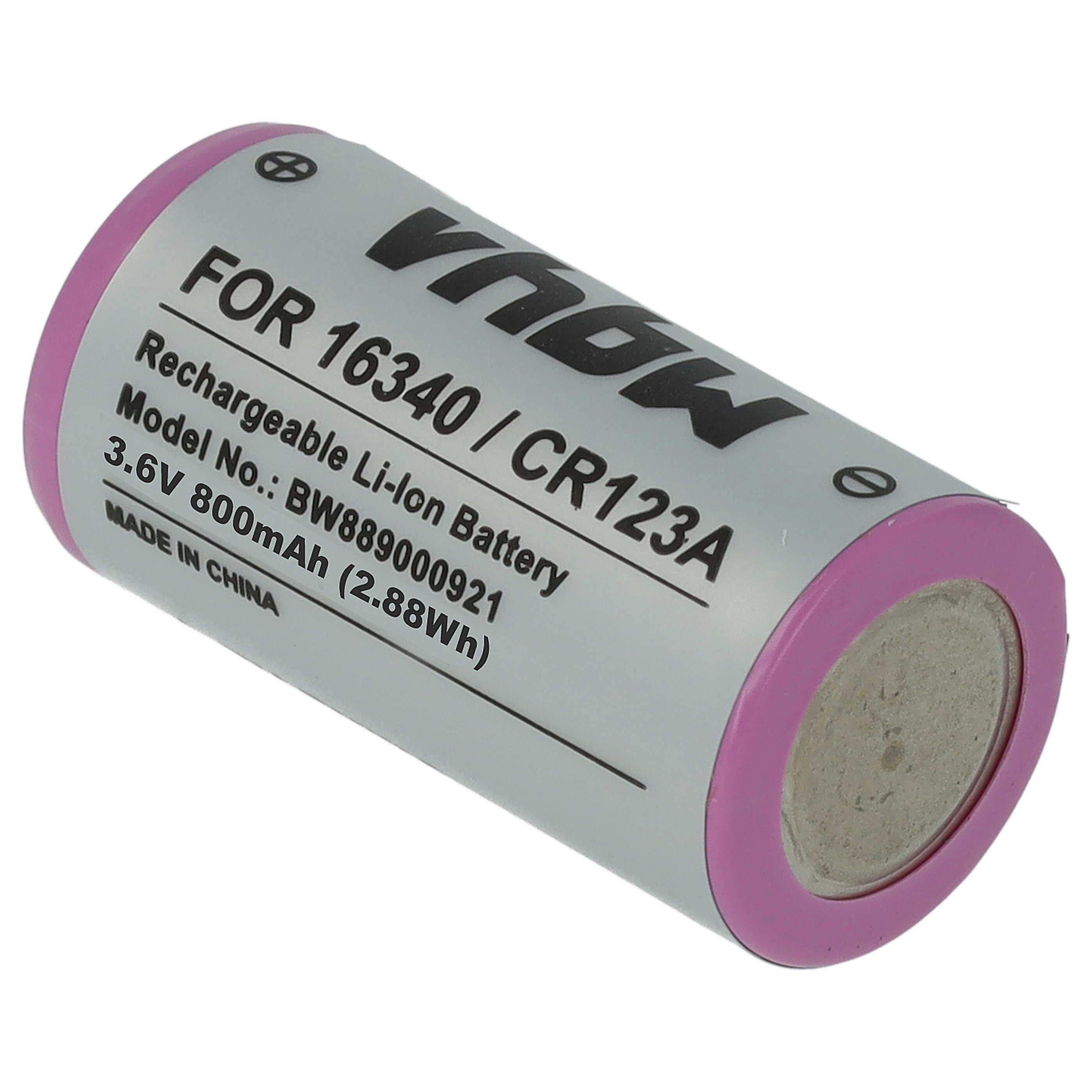 Batteries (5x pièces) remplace 16340, CR123R, CR17335, CR123A universelle - 800mAh 3,6V Li-ion, 1x cellules