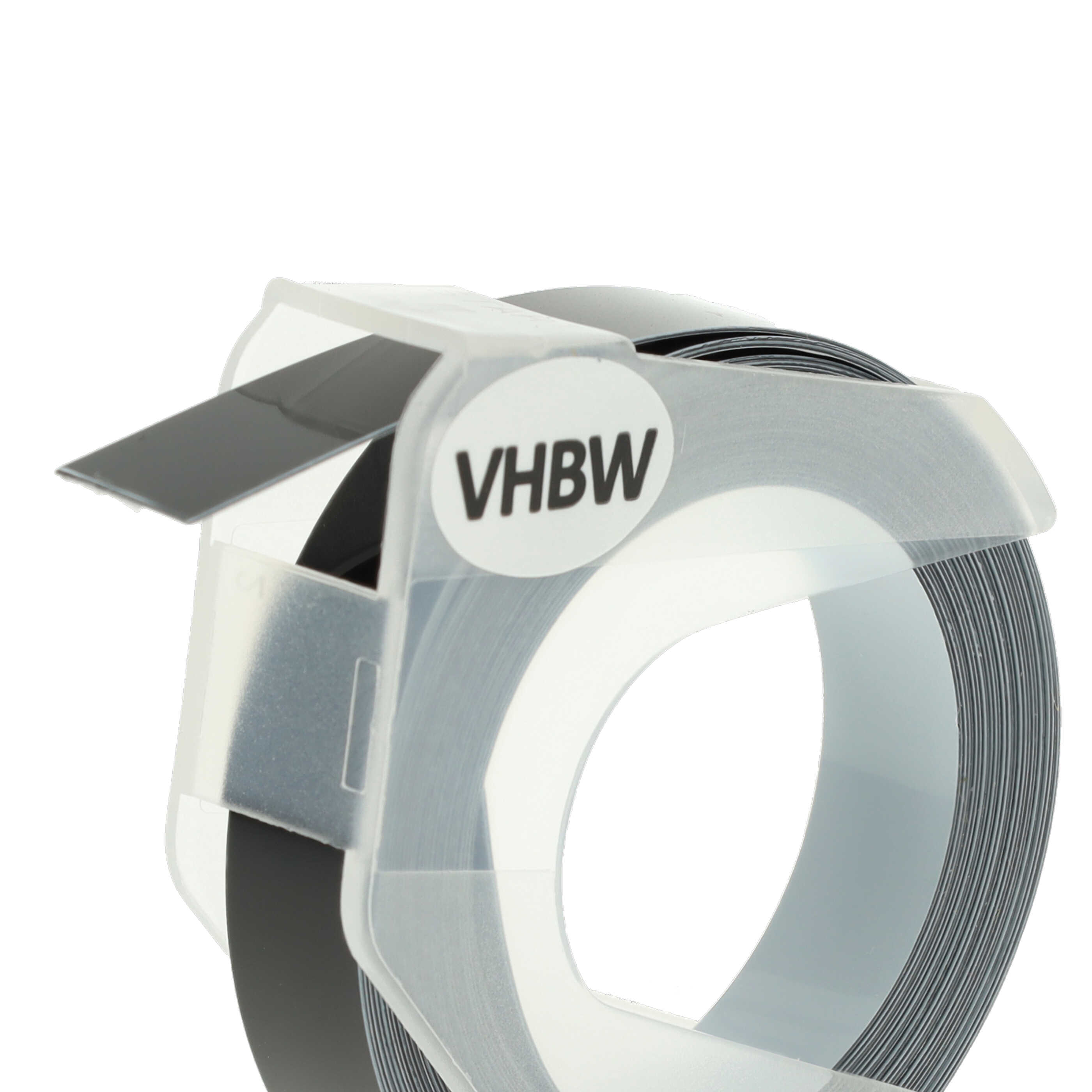 3x 3D Embossing Label Tape replaces Dymo 520109, 0898130, S0898130 - 9 mm White to Black
