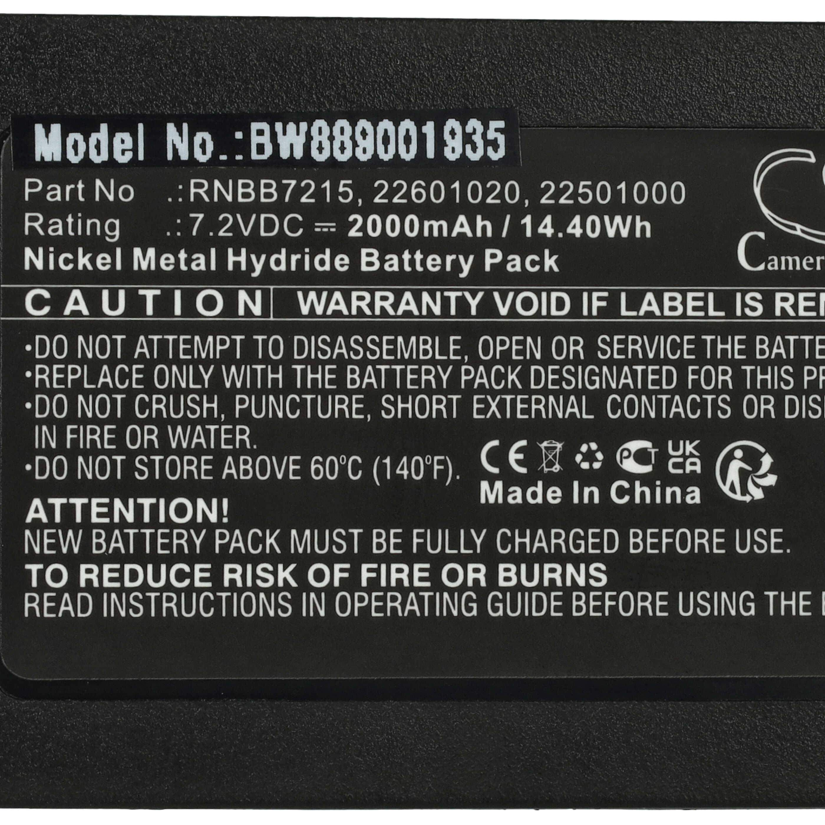 Battery as Replacement for Hiab 2.250.2011, 2.250.1000, 2.250.2010 Remote Control - 2000 mAh 7.2 V NiMH