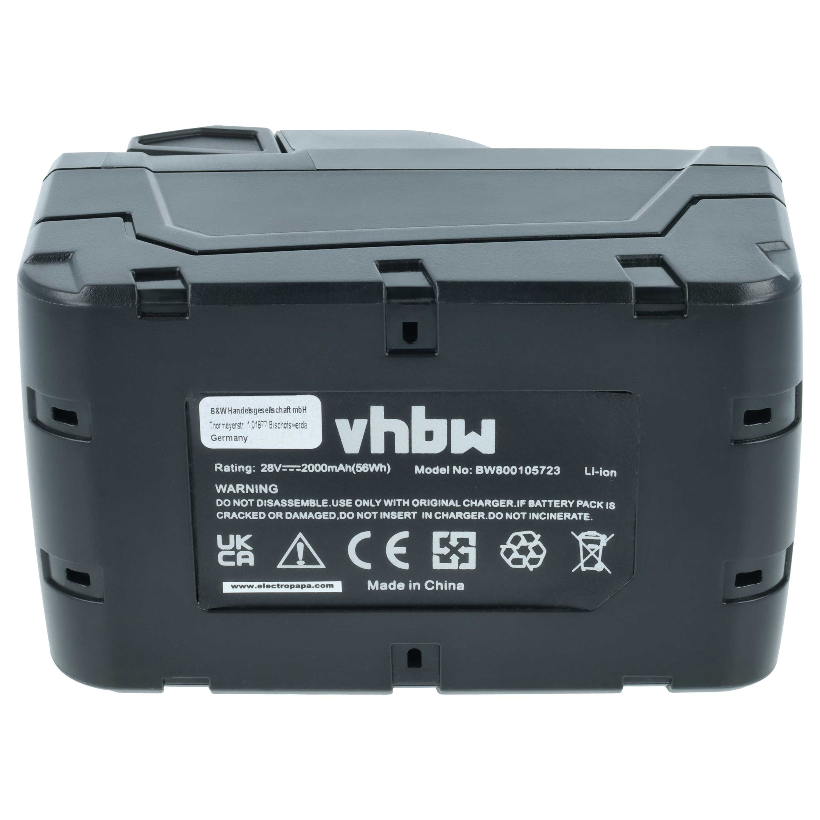 2x Battery replaces AEG Milwaukee 48-11-2830, 48-11-1830 Electric Power Tool - 2000 mAh, 28 V, Li-Ion