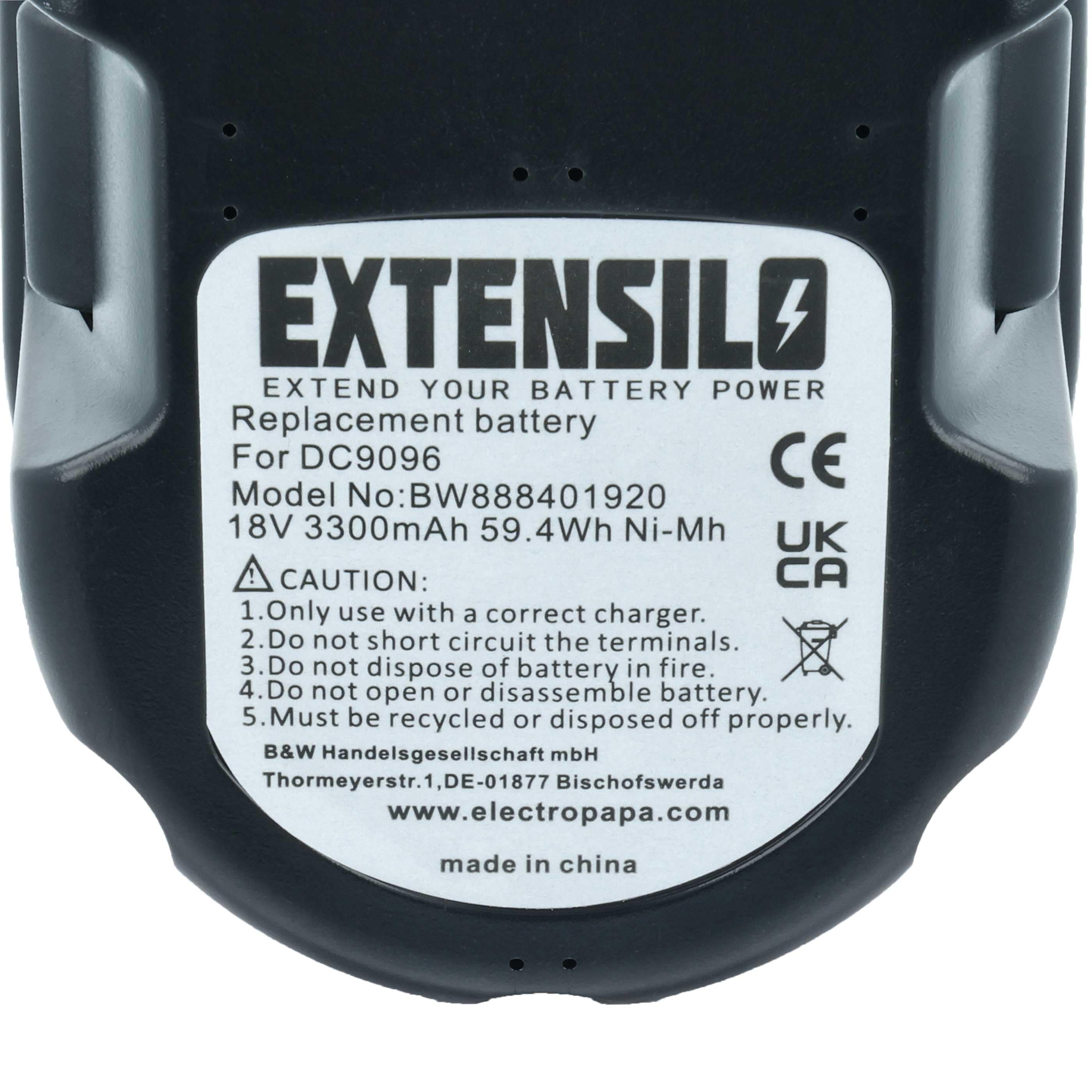 Akku (3x Stück) 18V als Ersatz für Dewalt DE9096, DE9098, DE9095, DE9039, DC9096, DE9503, DC9099 - 3,3Ah, NiMH