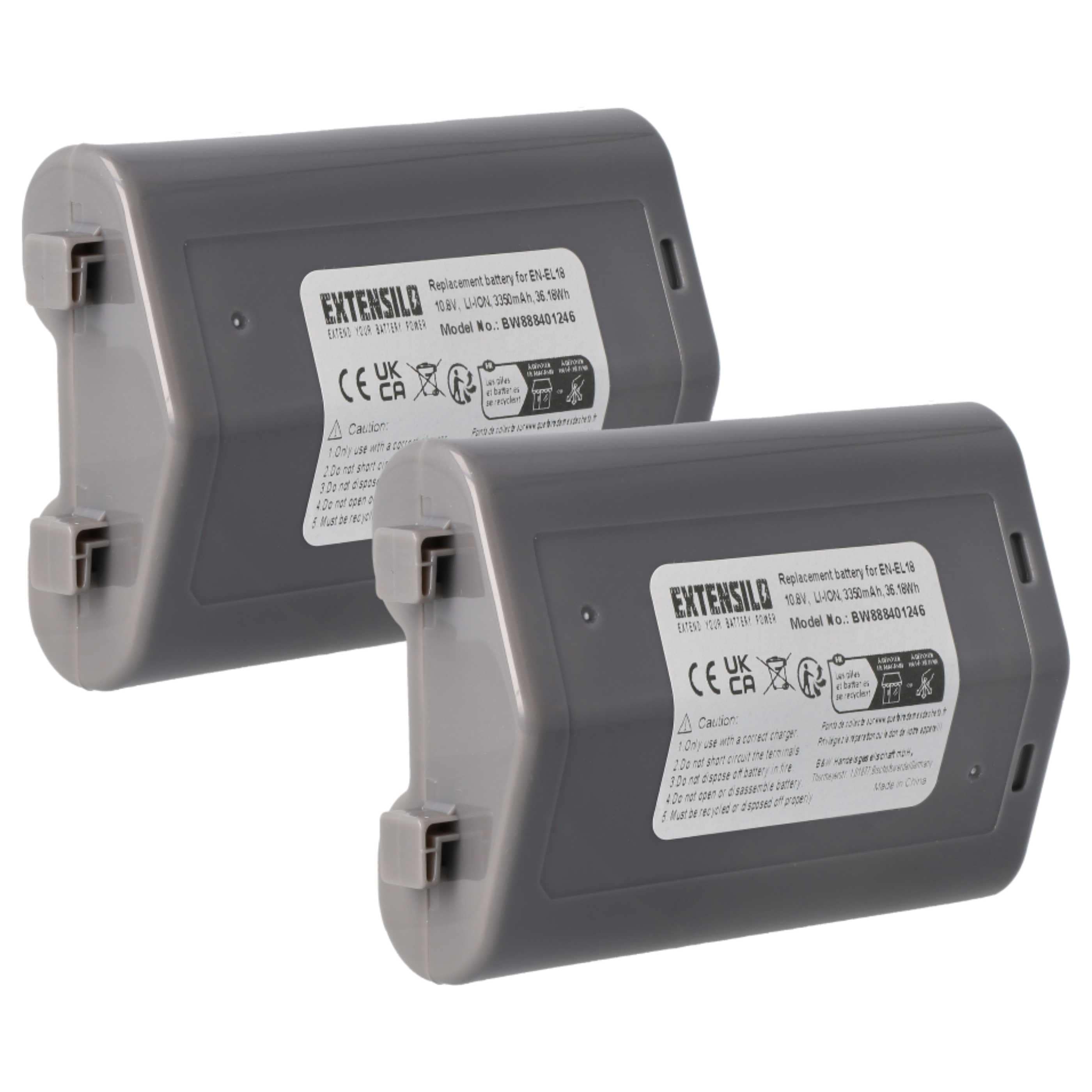 2x Battery replaces Nikon EN-EL18 - 3350mAh, 10.8V, Li-Ion