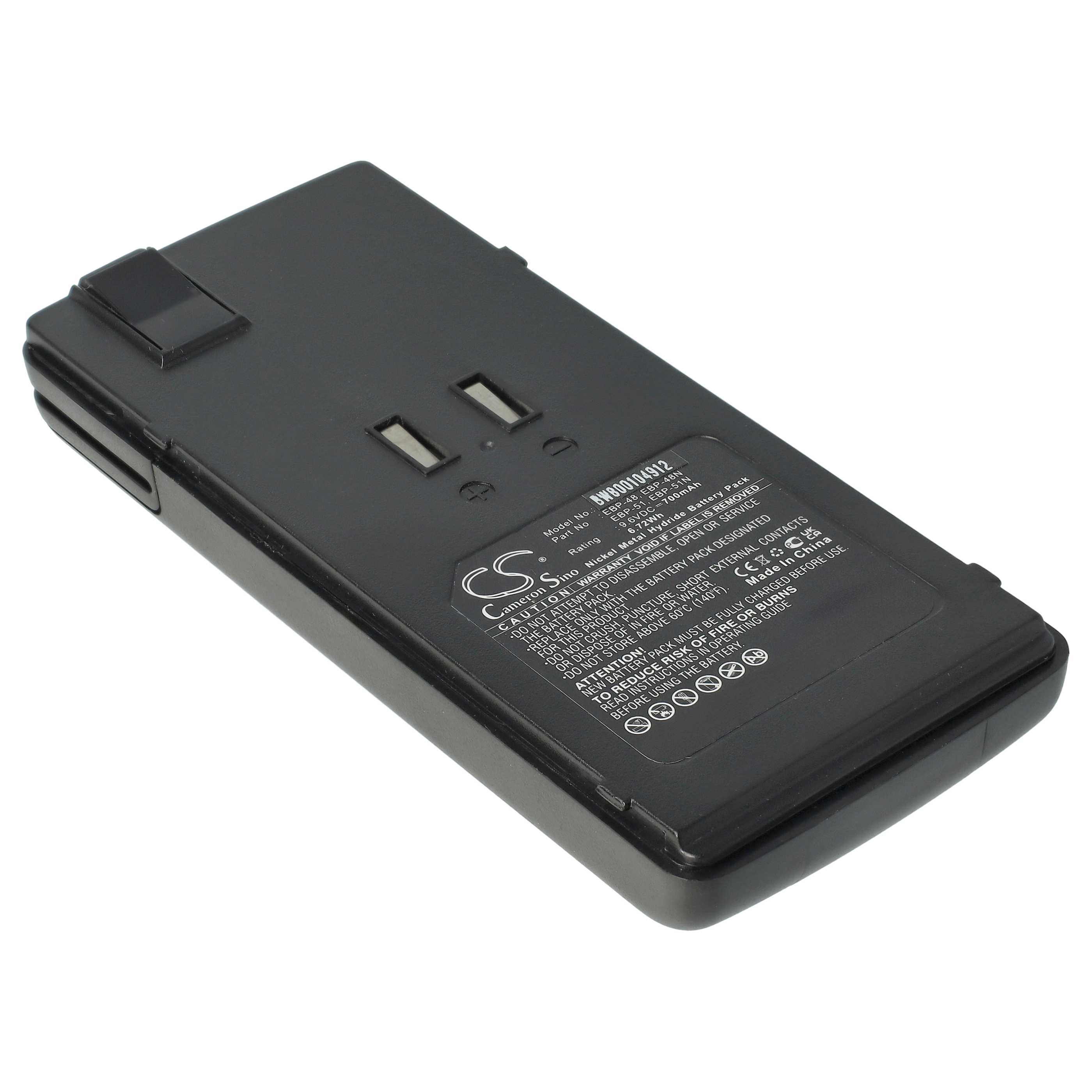 Radio 2x Battery replaces Alinco EBP-51N, EBP-48, EBP-48N, EBP-51 - 700 mAh 9.6 V NiMH