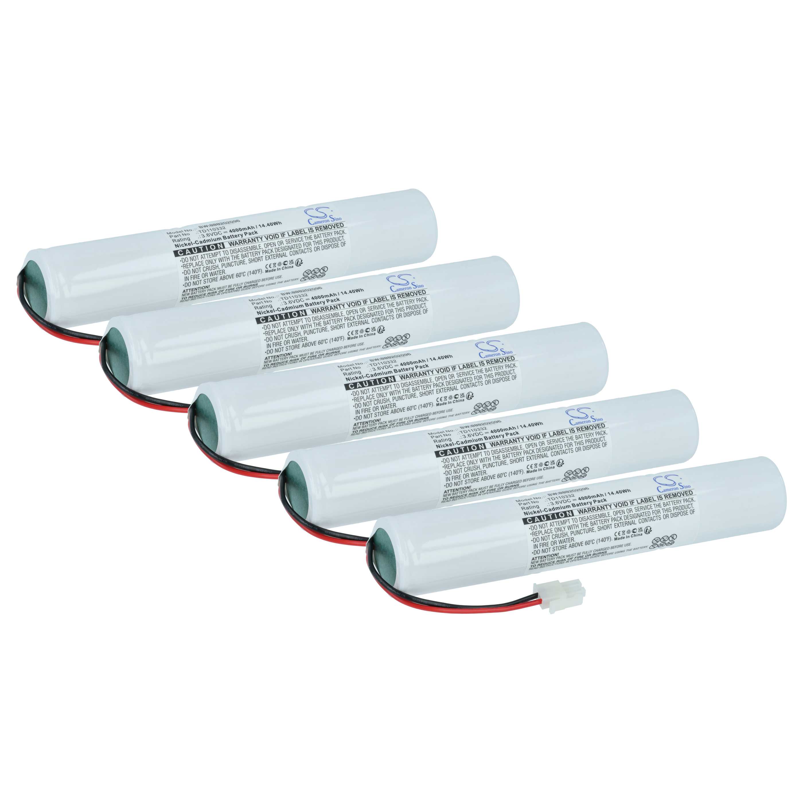 5x Akumulator do oświetlenia awaryjnego zamiennik Schneider 329056000, TD110332 - 4000 mAh 3,6 V NiCd