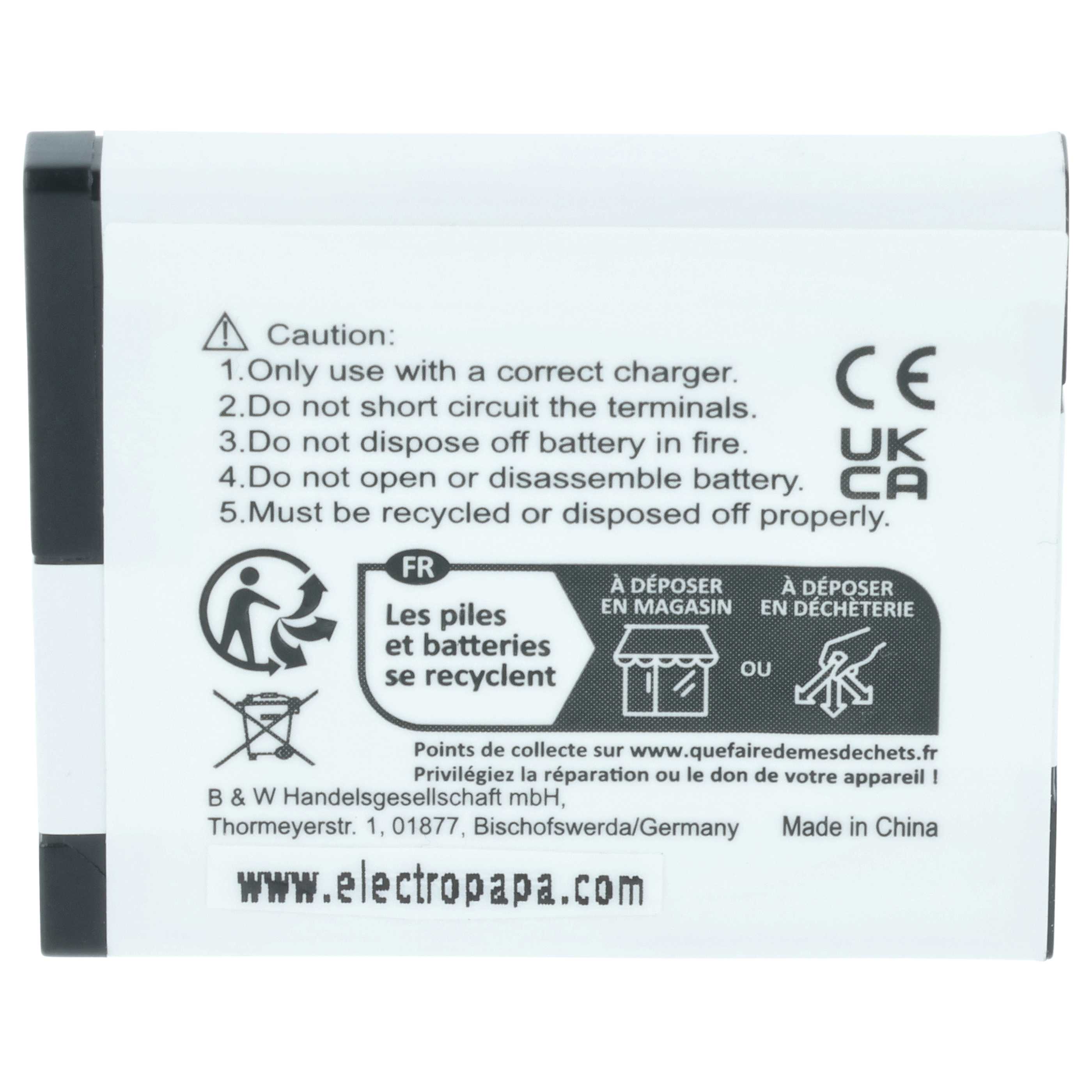 3x Battery replaces Panasonic DMW-BCL7, DMW-BCL7E - 500mAh, 3.6V, Li-Ion