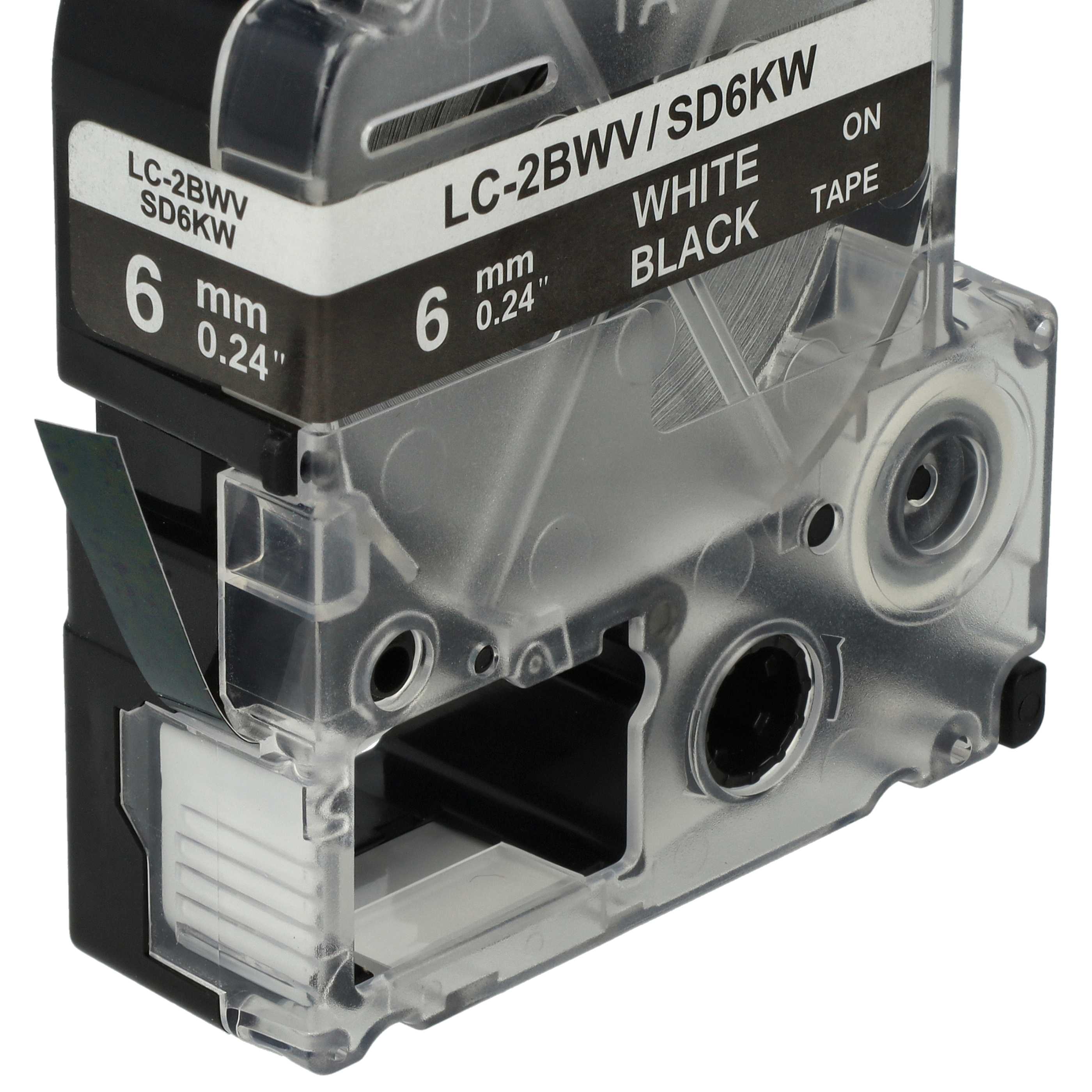 Cassetta nastro sostituisce Epson LC-2BWV per etichettatrice 6mm bianco - nero
